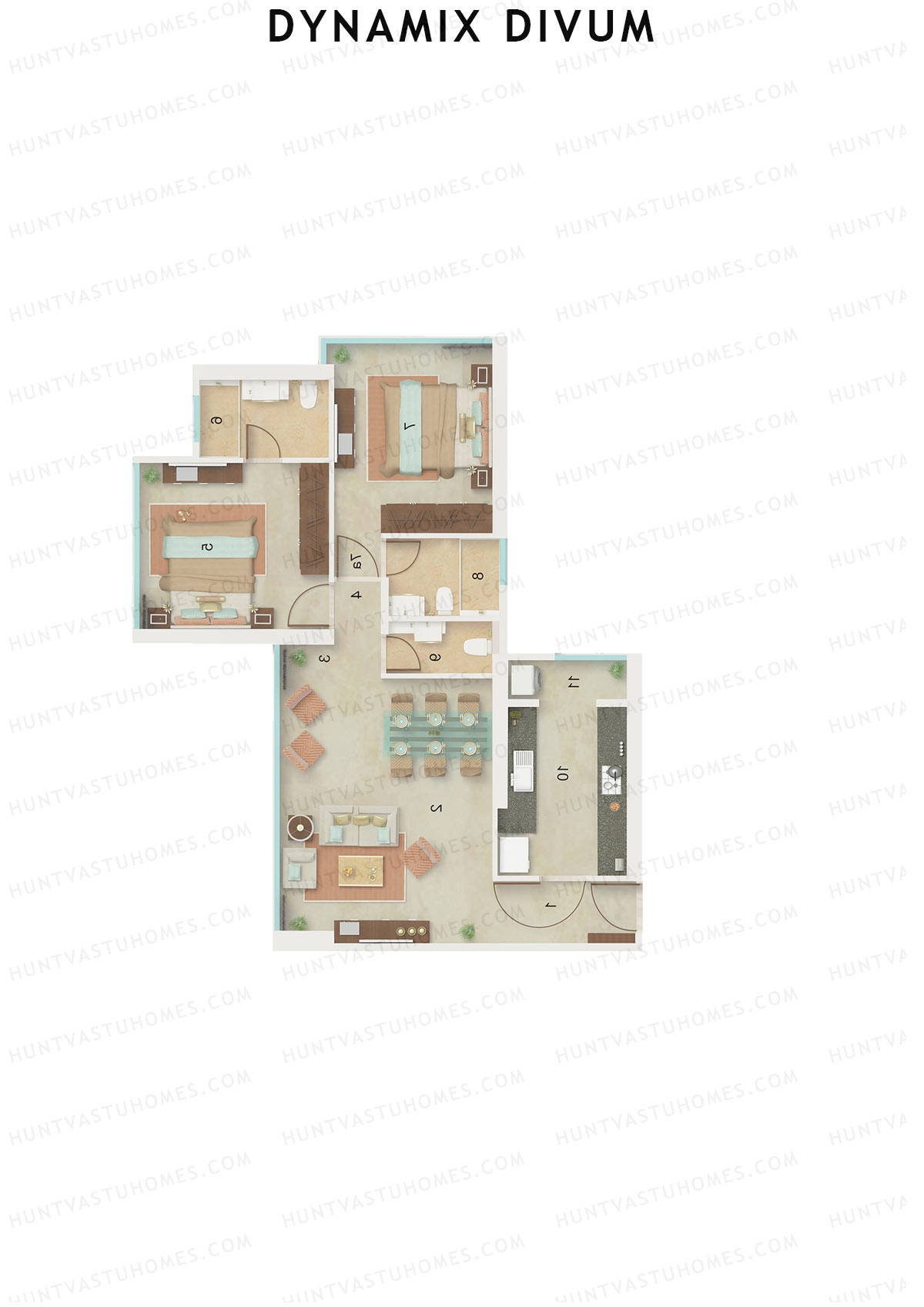 Dynamix Divum Tower 1 Unit 2 Floor Plan
