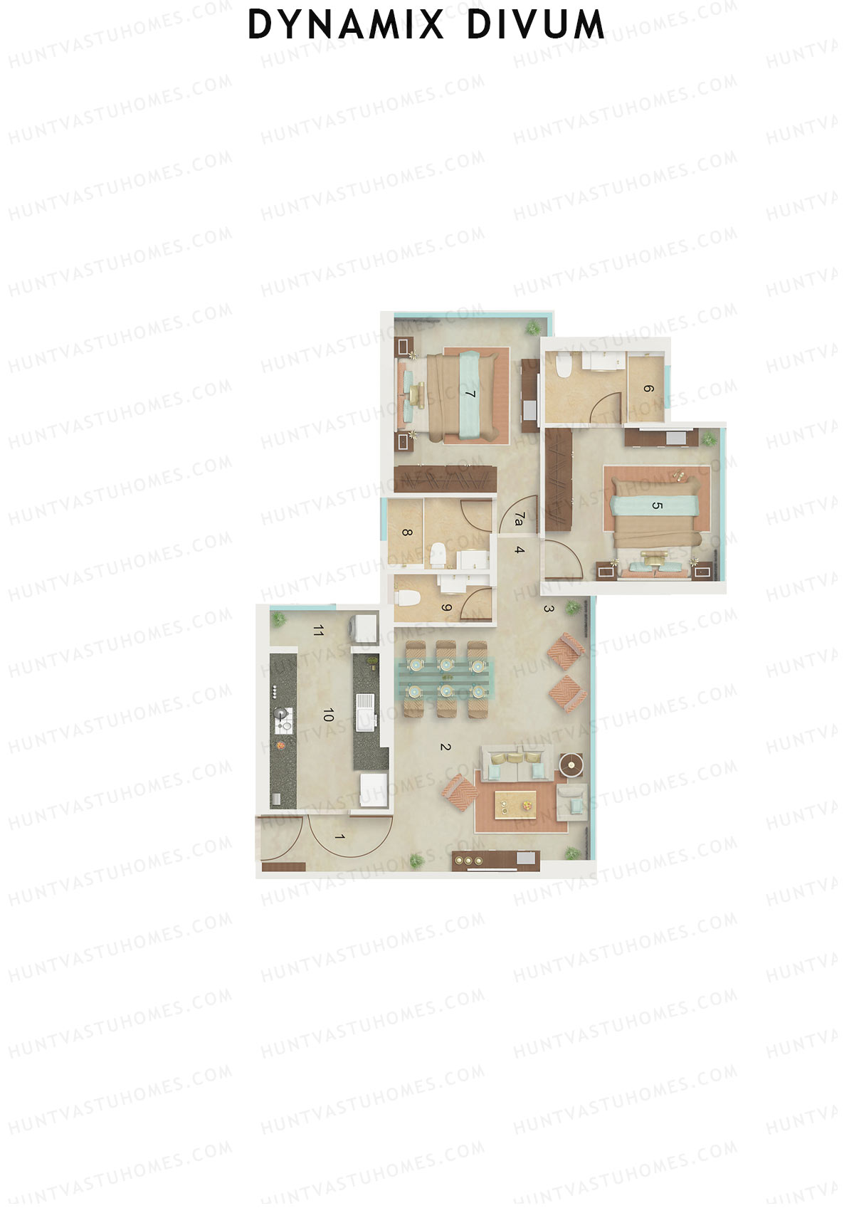 Dynamix Divum Tower 1 Unit 3 Floor Plan