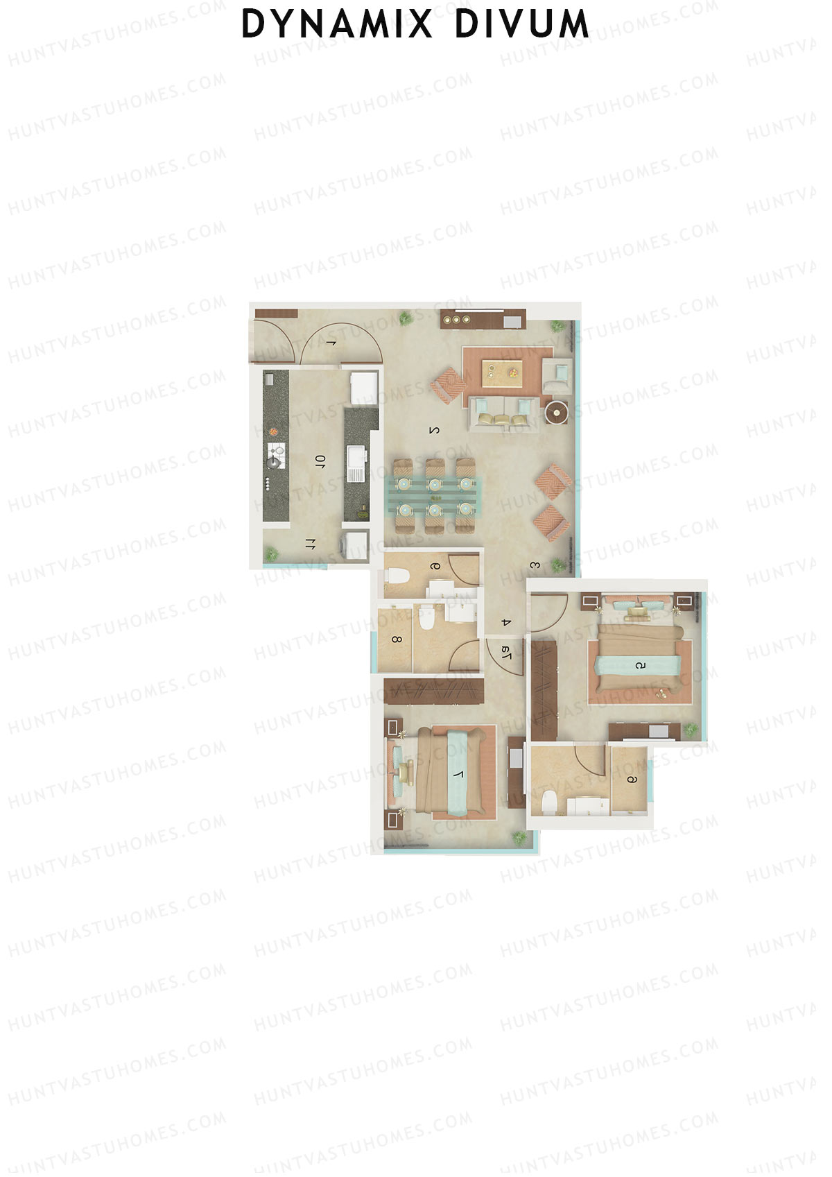 Dynamix Divum Tower 1 Unit 4 Floor Plan