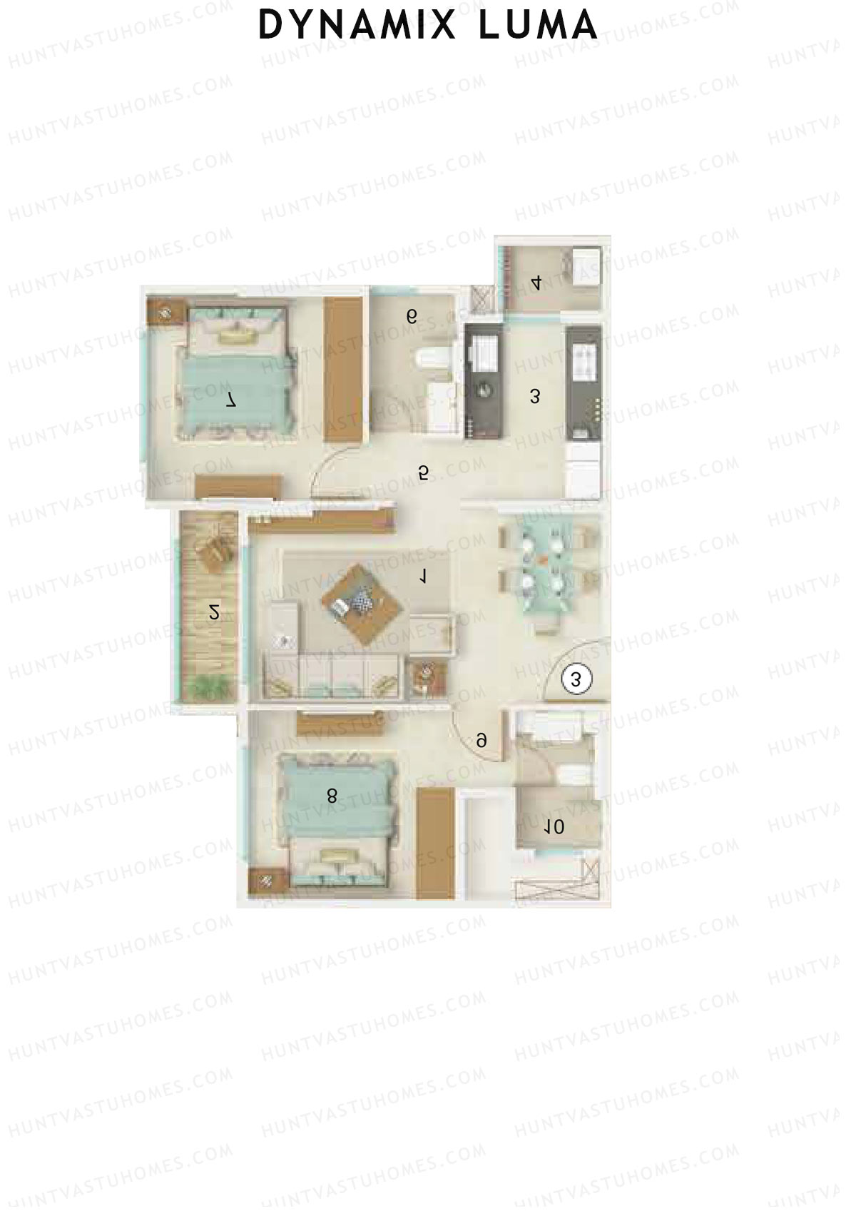 Dynamix Luma Wing B Unit 1 Floor Plan