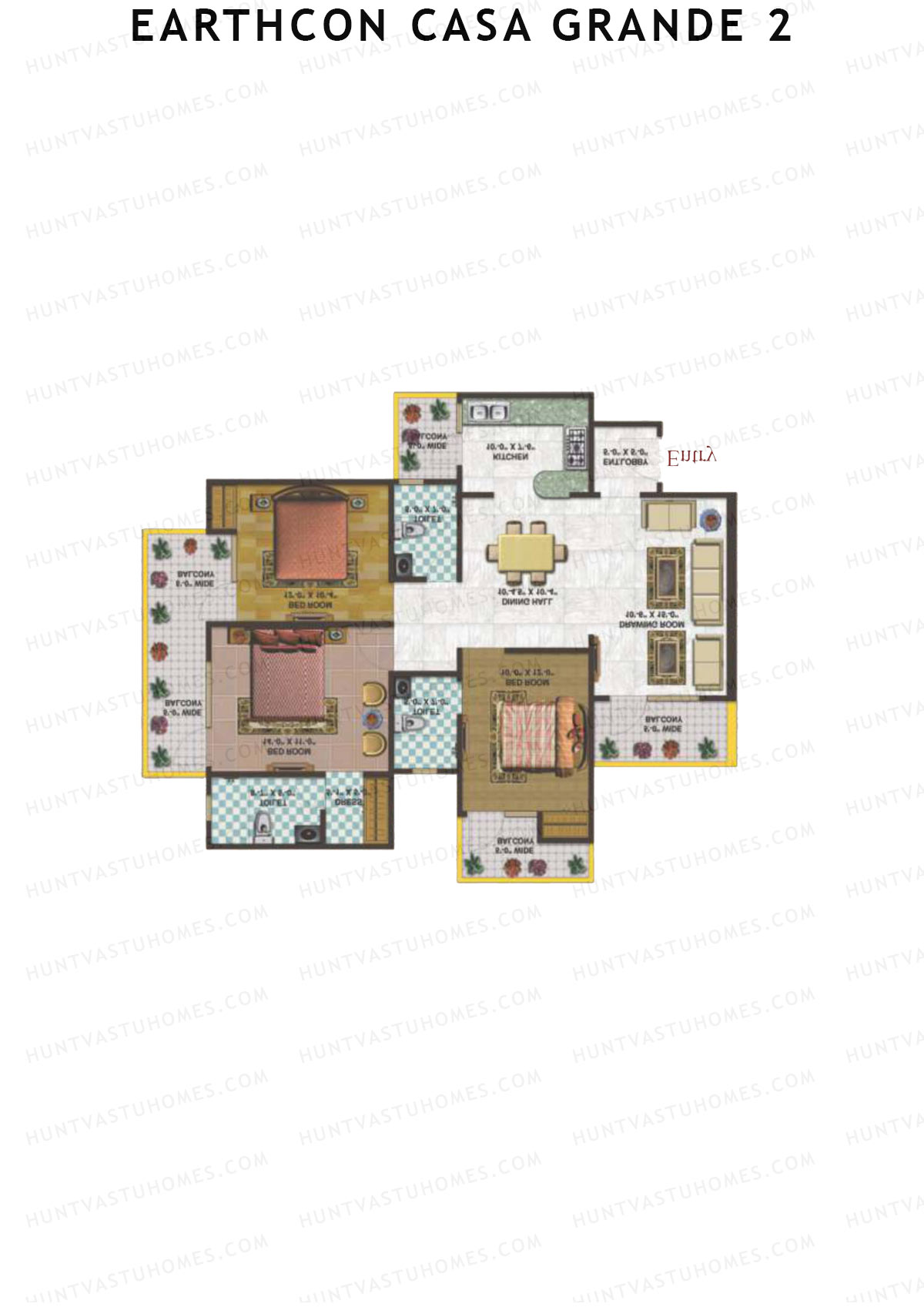 Earthcon Casa Grande 2 Tower A1 Unit 2 Floor Plan