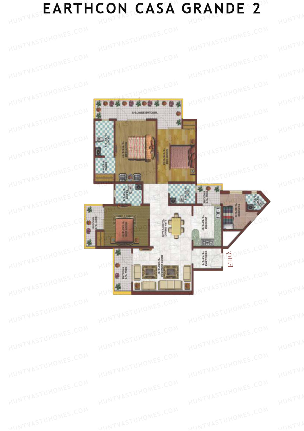 Earthcon Casa Grande 2 Tower A2 Unit 4 Floor Plan