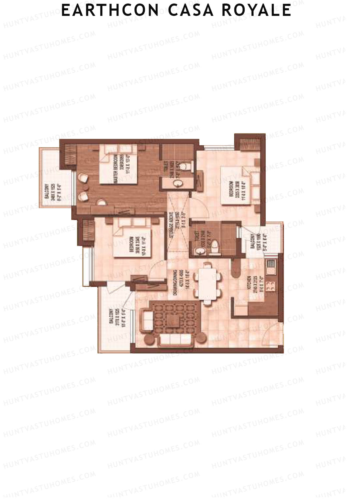 Earthcon Casa Royale Tower G Unit 3 Floor Plan
