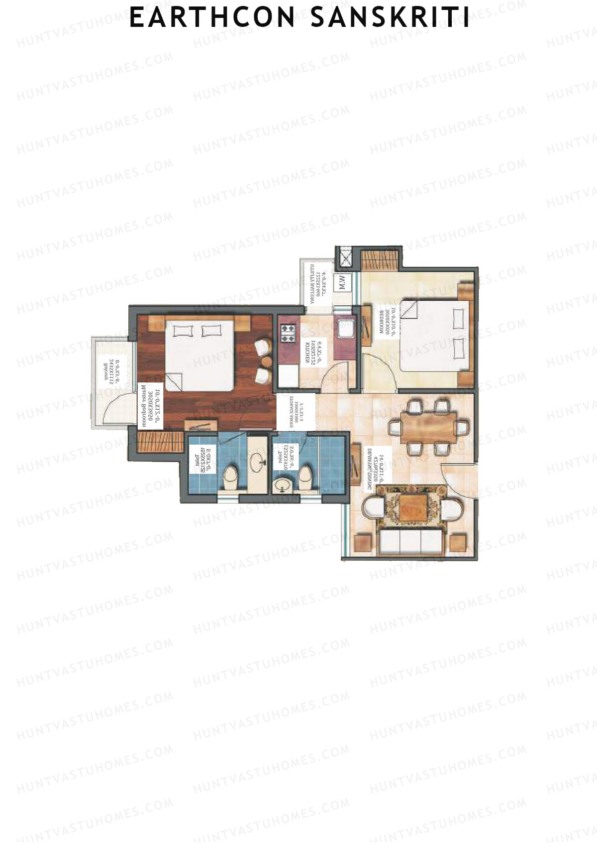 Earthcon Sanskriti, Tower C, Unit 7, 2BHK, Super Area 793   sq ft 