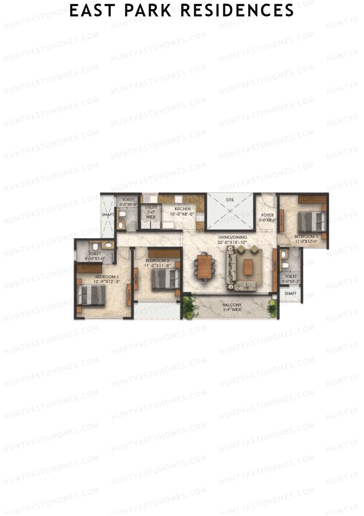 East Park Residences Tower C Unit 3 Floor Plan