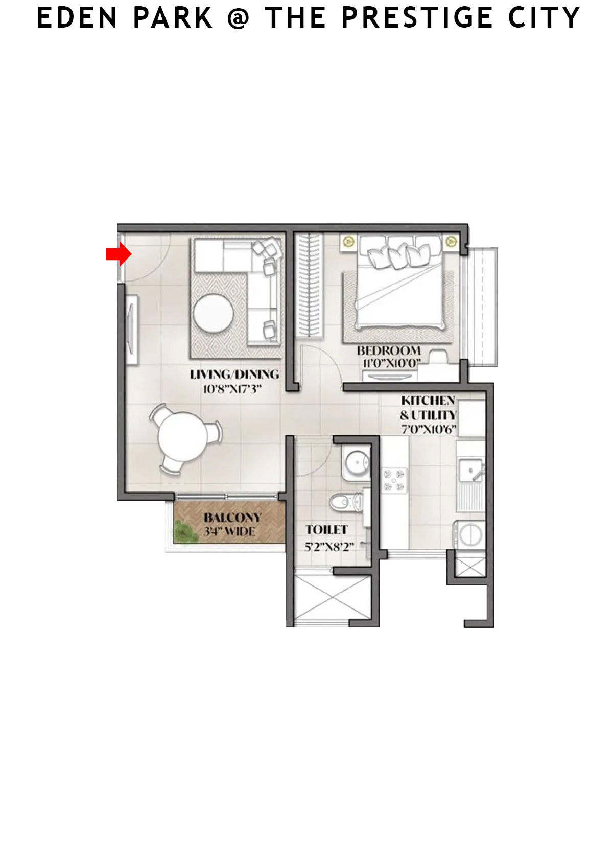 Eden park At The Prestige City Tower 11 Unit 11 (Type A3) Floor Plan