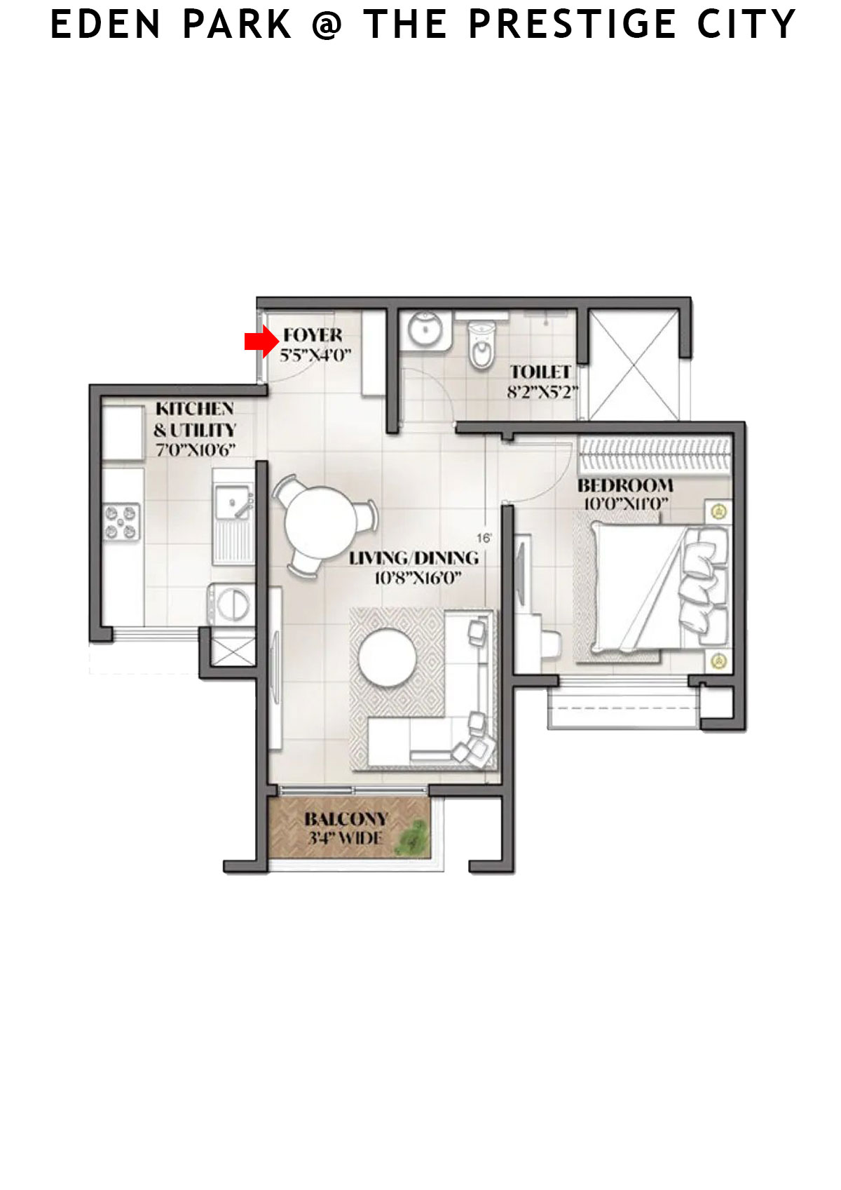 Eden park At The Prestige City Tower 11 Unit 12 (Type A4) Floor Plan
