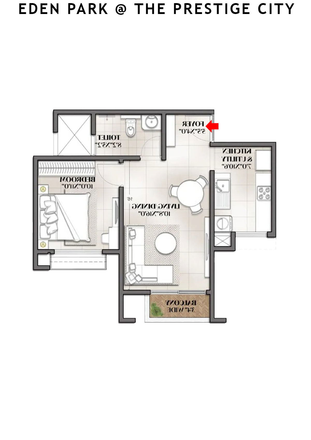 Eden park At The Prestige City Tower 11 Unit 3 (Type A4) Floor Plan
