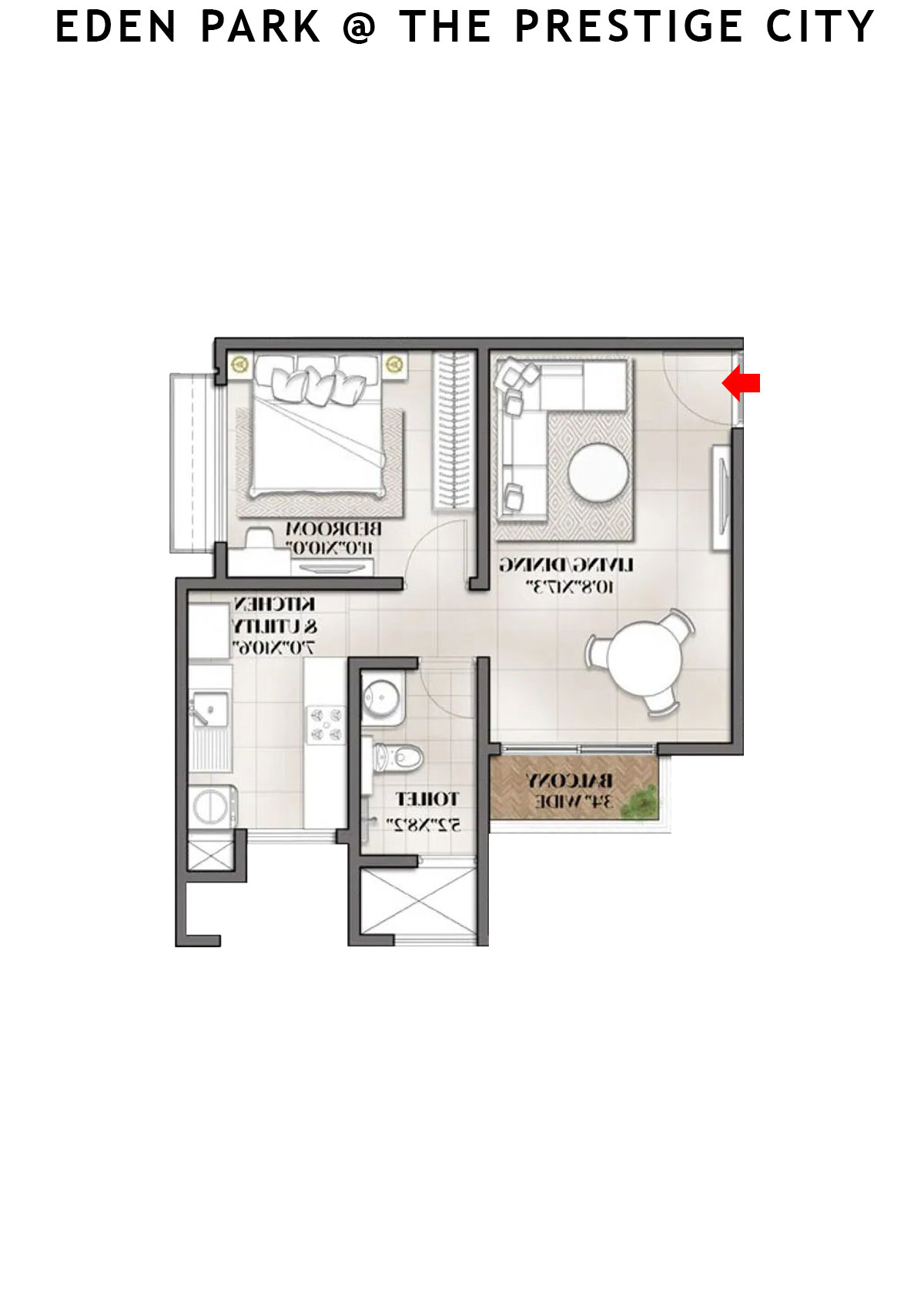 Eden park At The Prestige City Tower 11 Unit 4 (Type A3) Floor Plan
