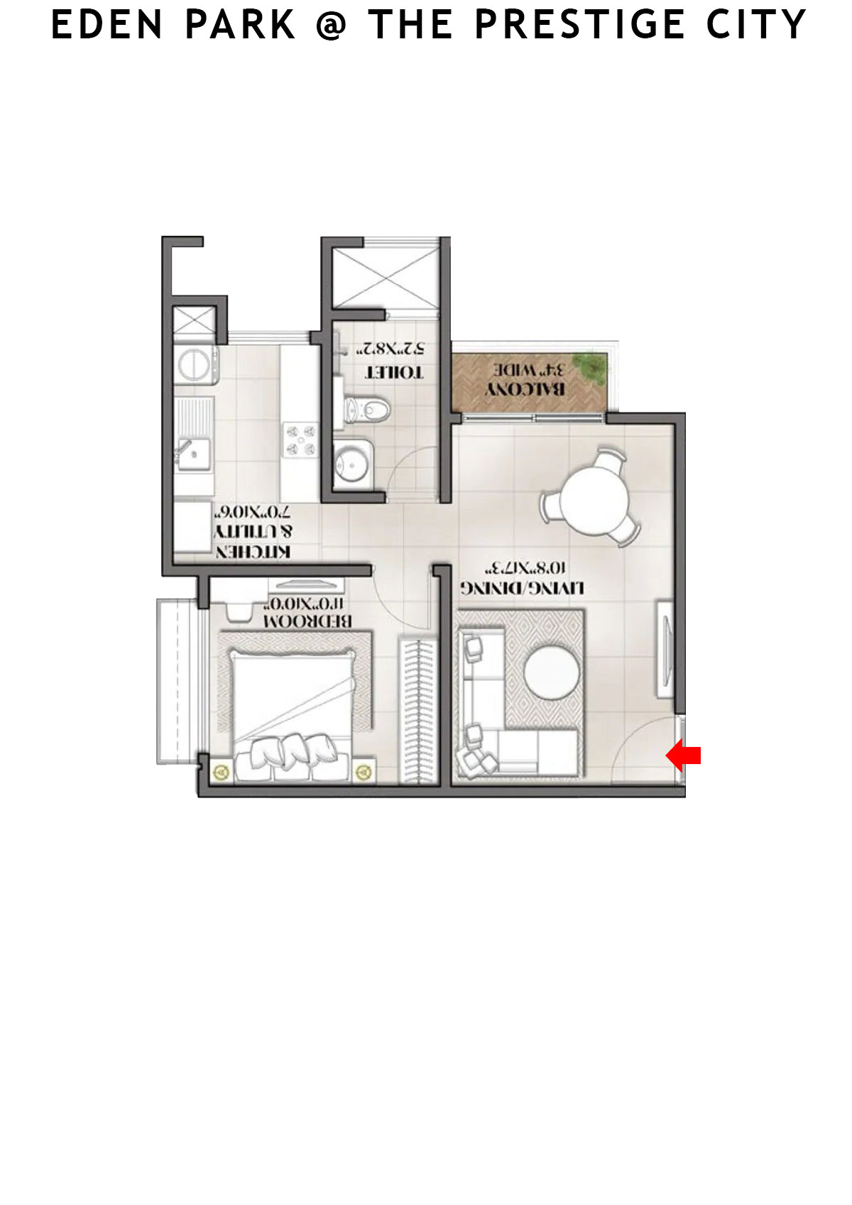 Eden park At The Prestige City Tower 11 Unit 5 (Type A3) Floor Plan