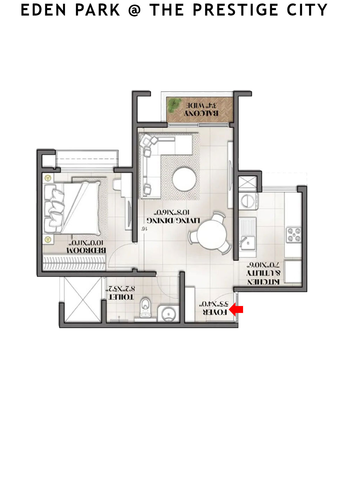 Eden park At The Prestige City Tower 11 Unit 8 (Type A4) Floor Plan