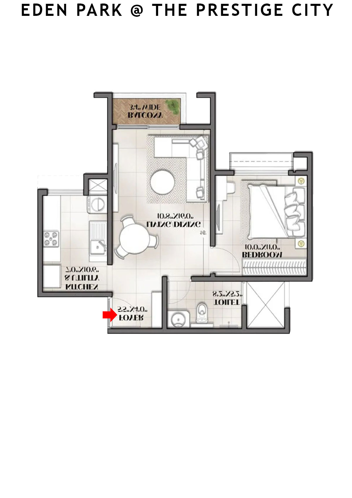 Eden park At The Prestige City Tower 11 Unit 9 (Type A4) Floor Plan
