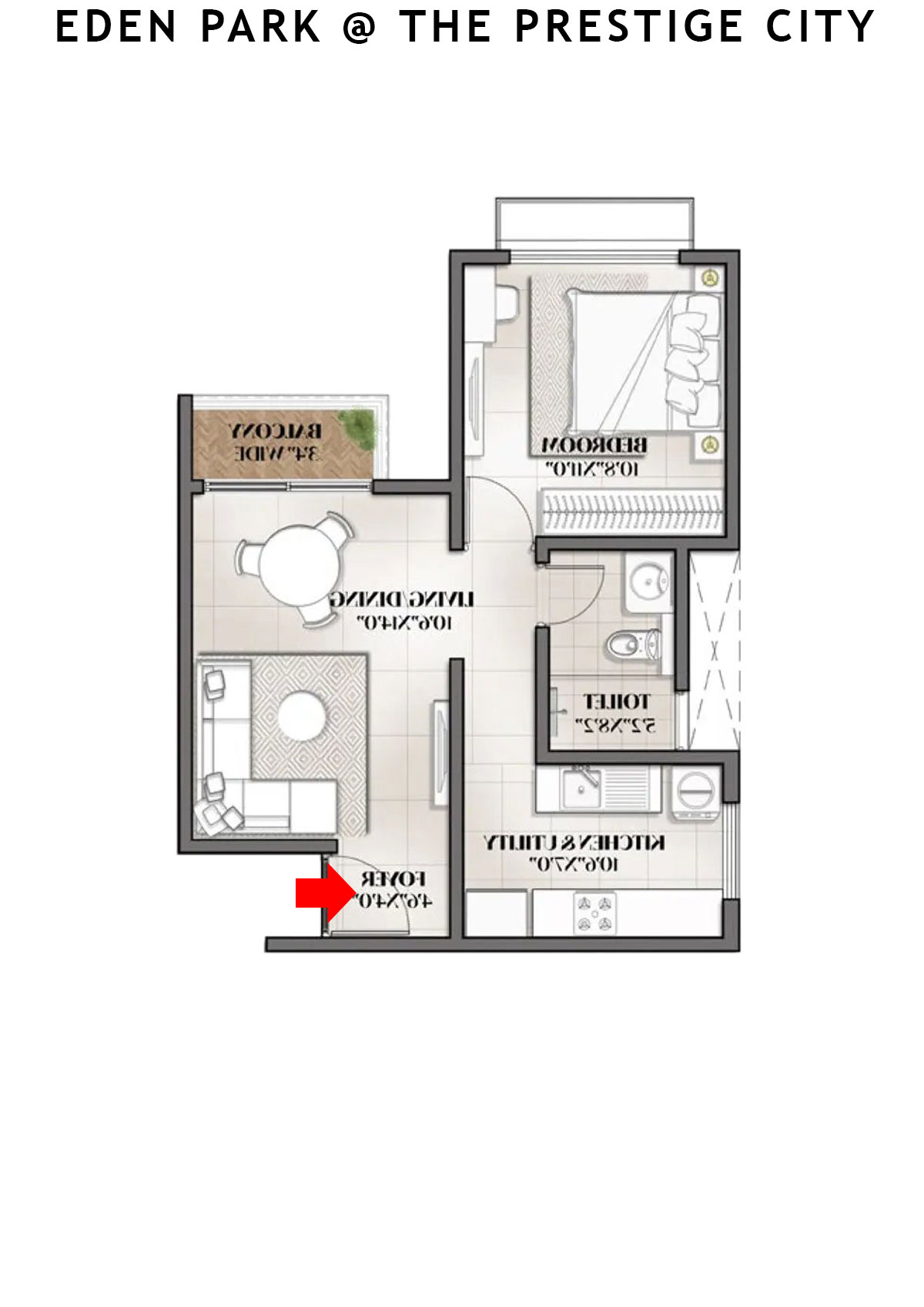 Eden park At The Prestige City Tower 1 Unit 2 (Type A2) Floor Plan