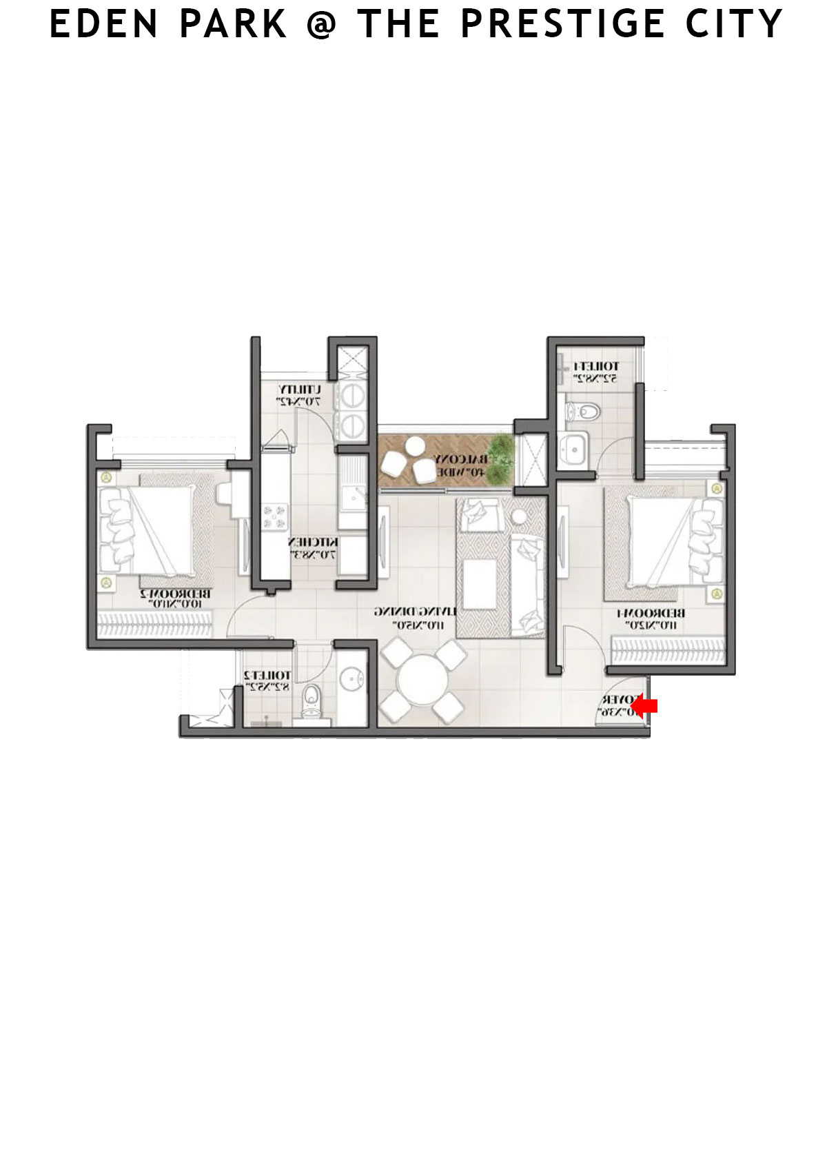 Eden park At The Prestige City Tower 1 Unit 7 (Type B1) Floor Plan