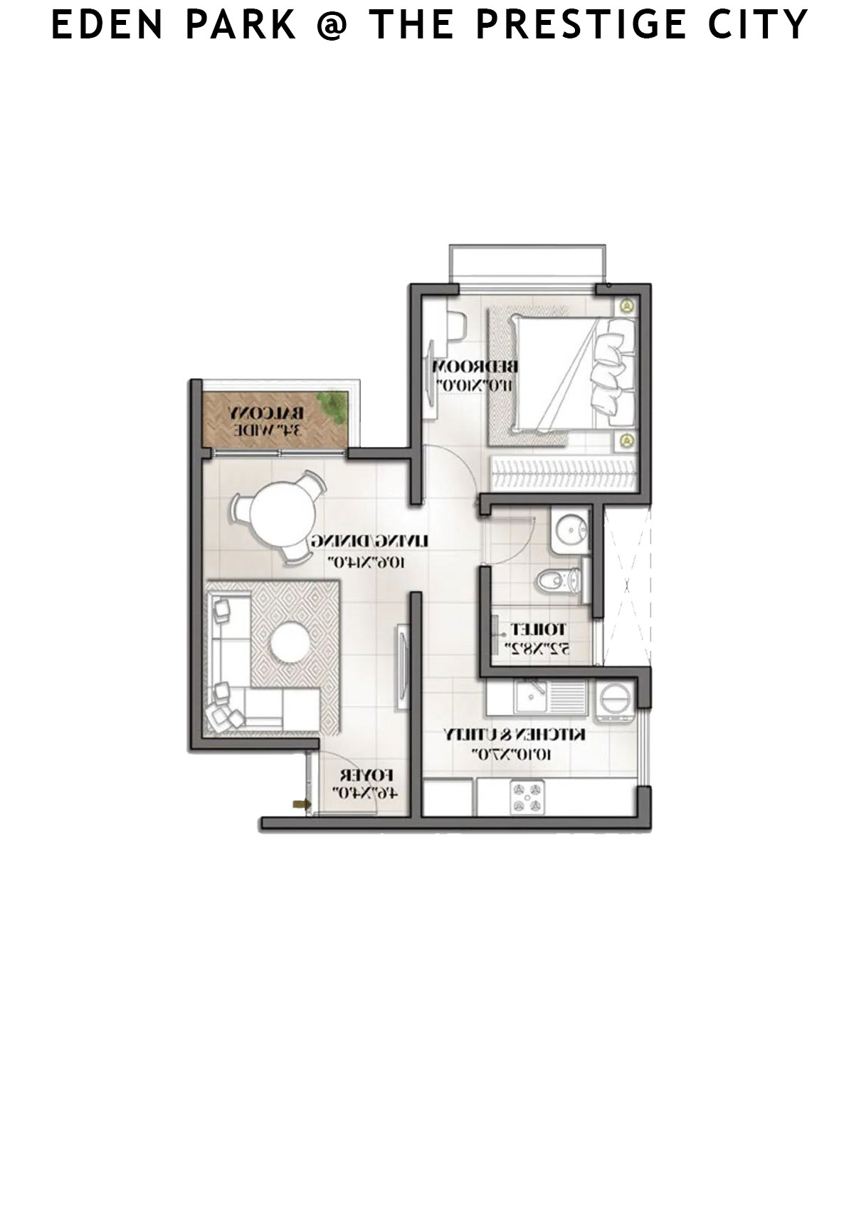 Eden park At The Prestige City Tower 6 Unit 2 (Type A1) Floor Plan