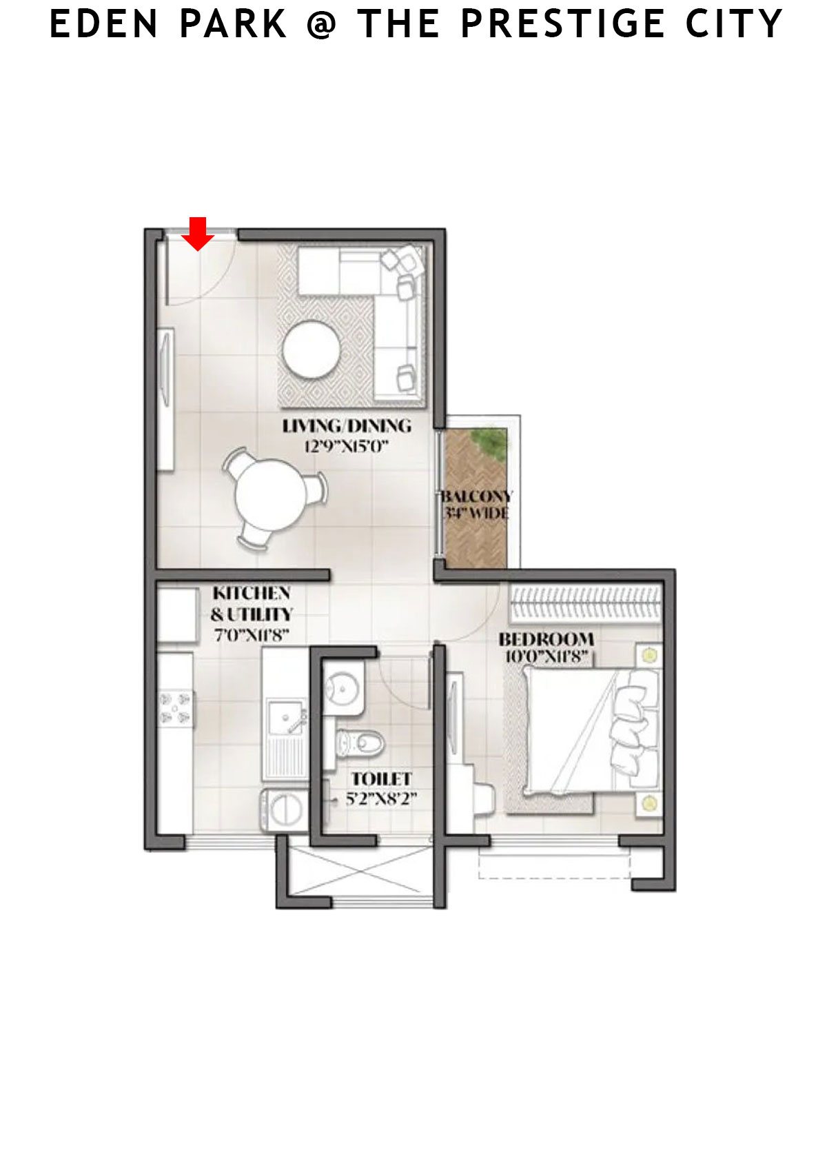 Eden park At The Prestige City Tower 8 Unit 1 (Type A5) Floor Plan