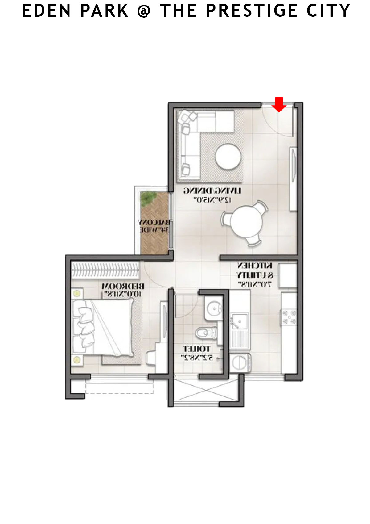 Eden park At The Prestige City Tower 8 Unit 2 (Type A5) Floor Plan