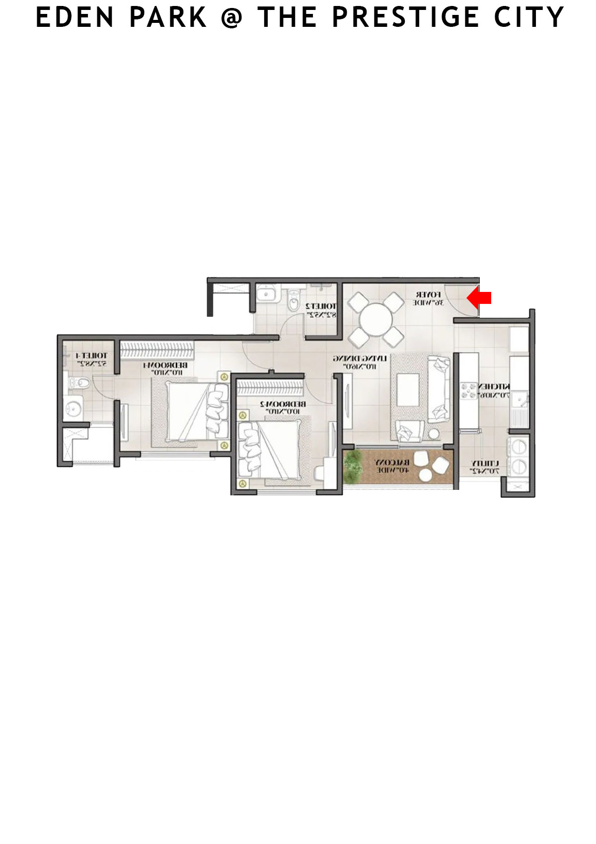 Eden park At The Prestige City Tower 8 Unit 3 (Type B2) Floor Plan