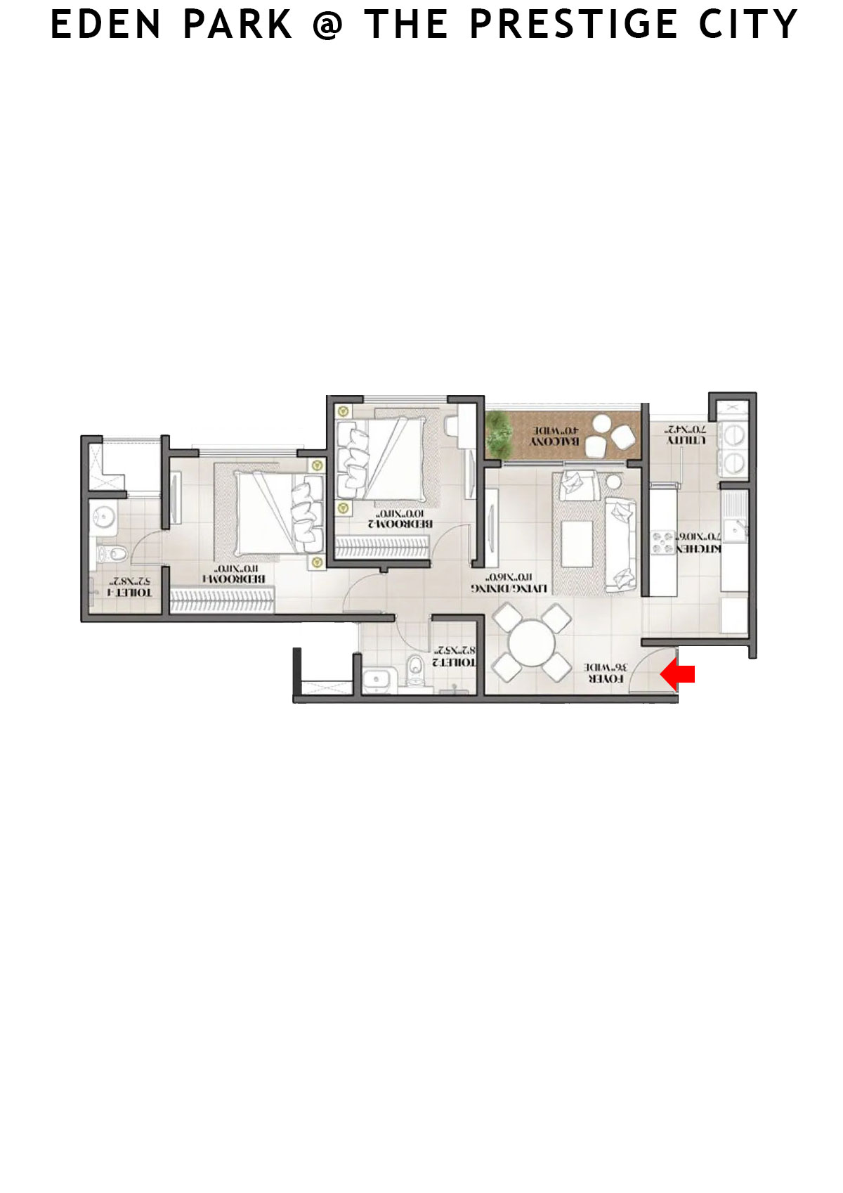 Eden park At The Prestige City Tower 8 Unit 4 (Type B2) Floor Plan