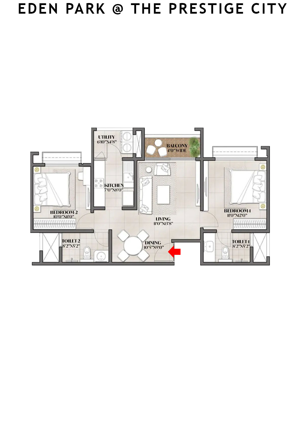 Eden park At The Prestige City Tower 8 Unit 5 (Type B3) Floor Plan