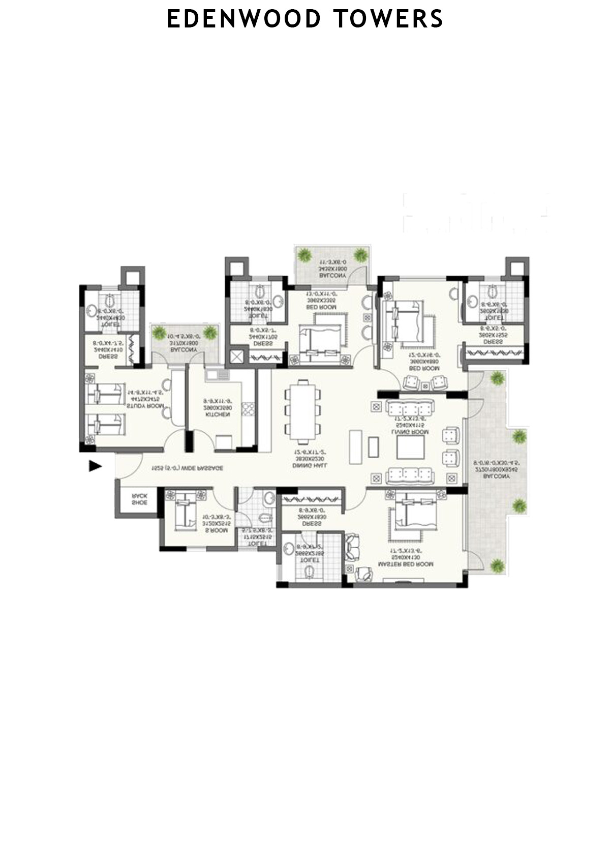 Edenwood Towers Tower 1 Unit 1 Floor Plan