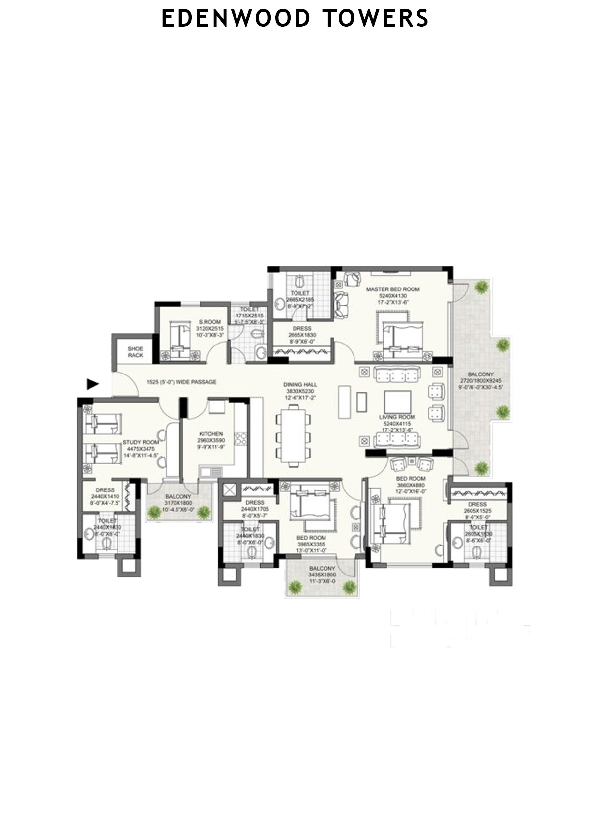Edenwood Towers Tower 1 Unit 2 Floor Plan