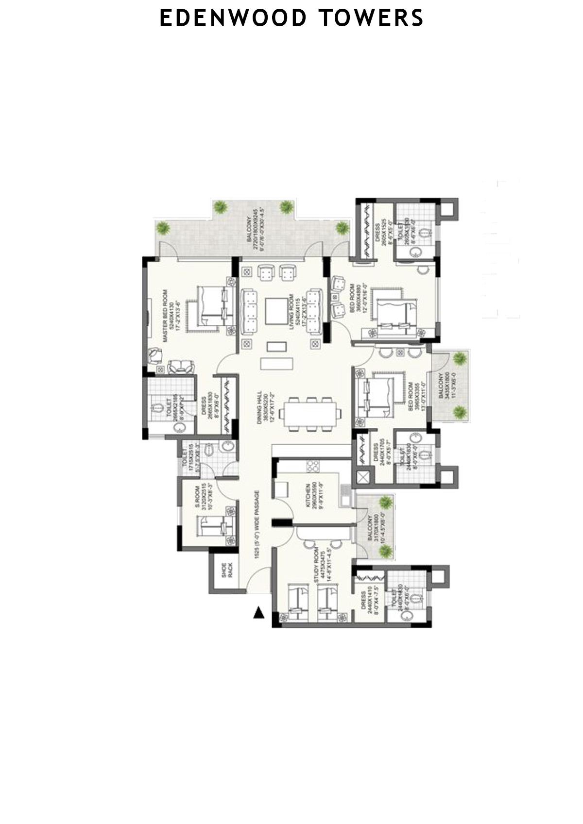 Edenwood Towers Tower 1 Unit 2 Floor Plan