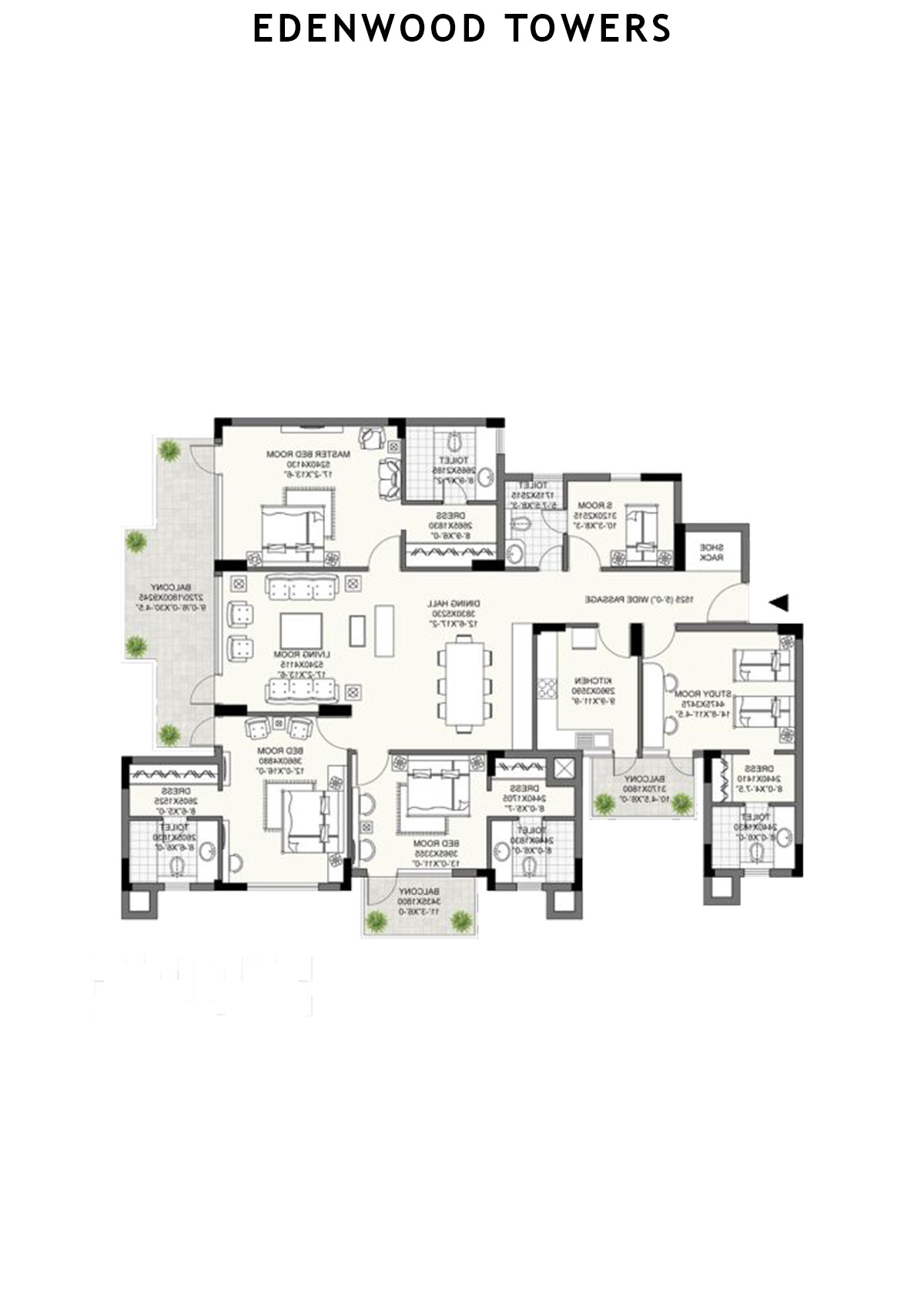 Edenwood Towers Tower 1 Unit 3 Floor Plan