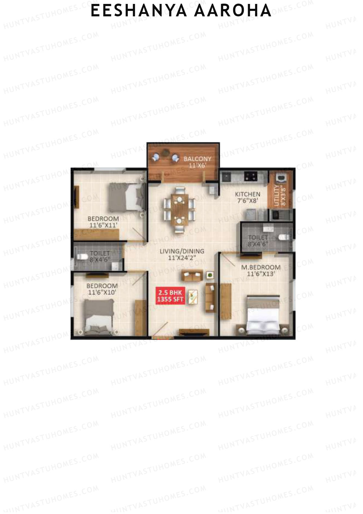 Eeshanya Aaroha Tower A Unit A2 Floor Plan