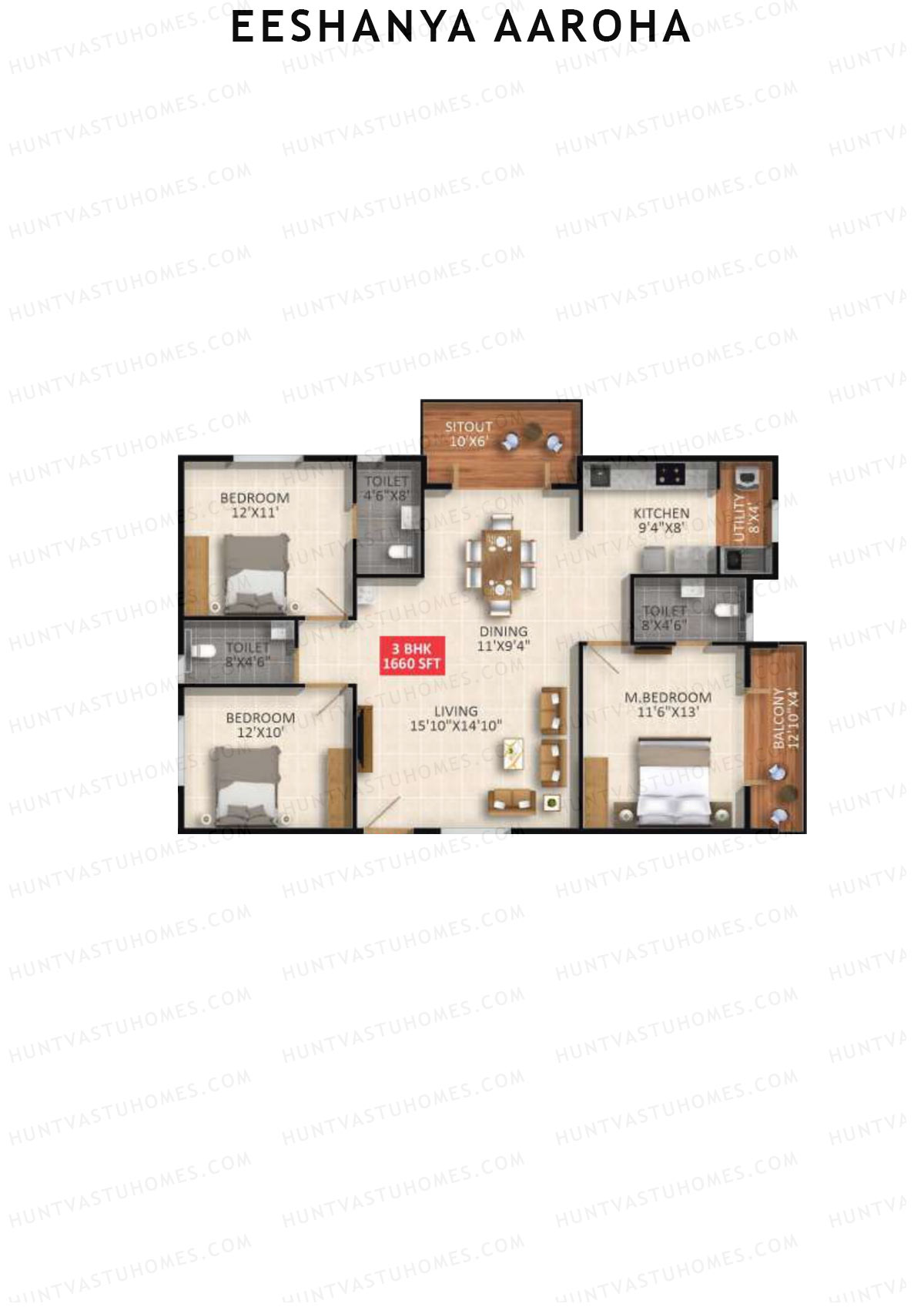 Eeshanya Aaroha Tower A Unit A4 Floor Plan