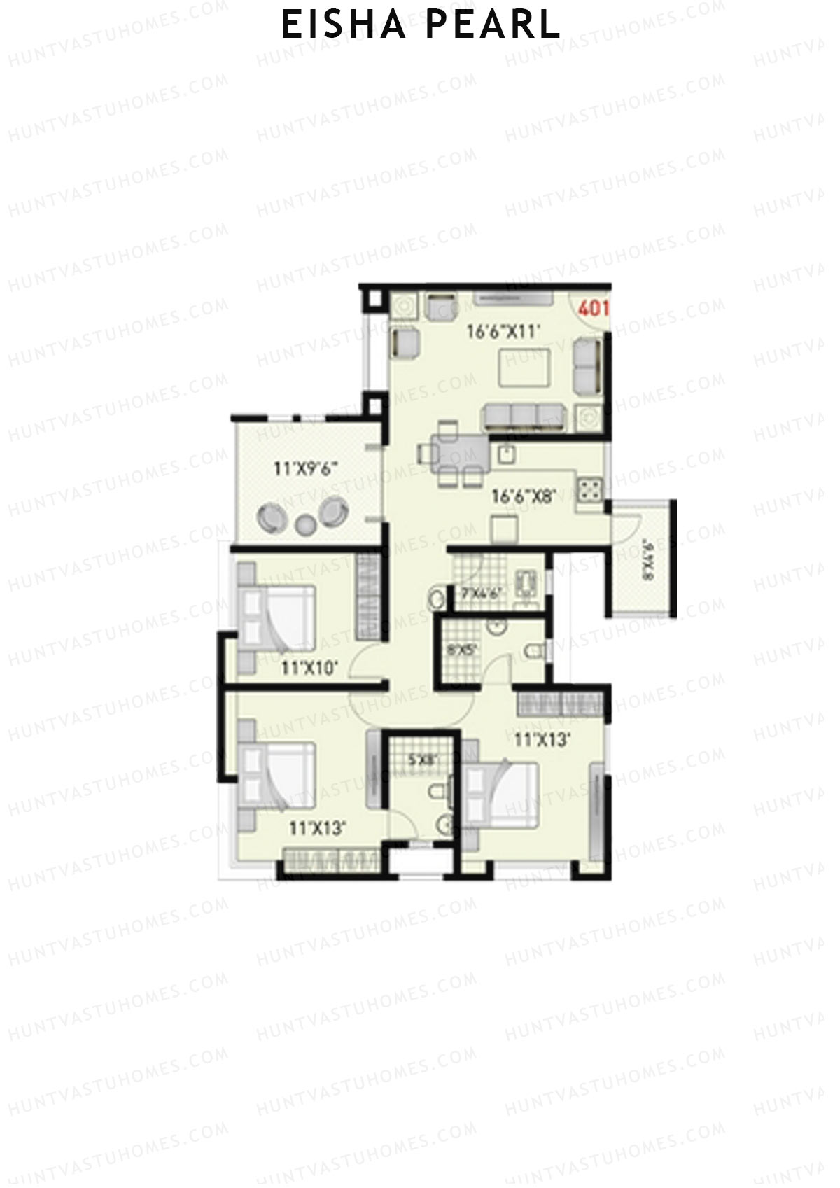 Eisha Pearl Wing F Unit 1 Floor Plan