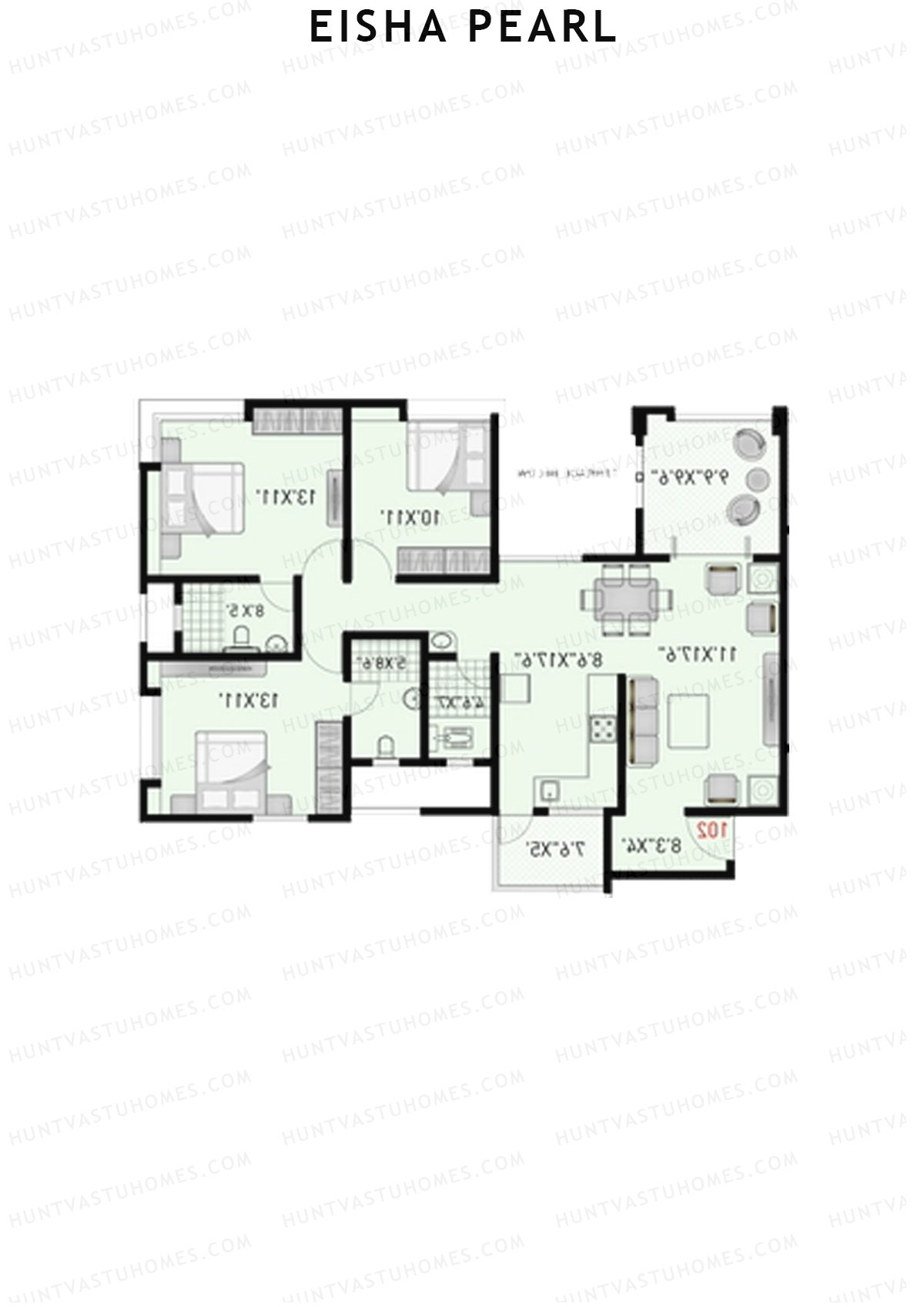 Eisha Pearl Wing G Unit 6 Floor Plan