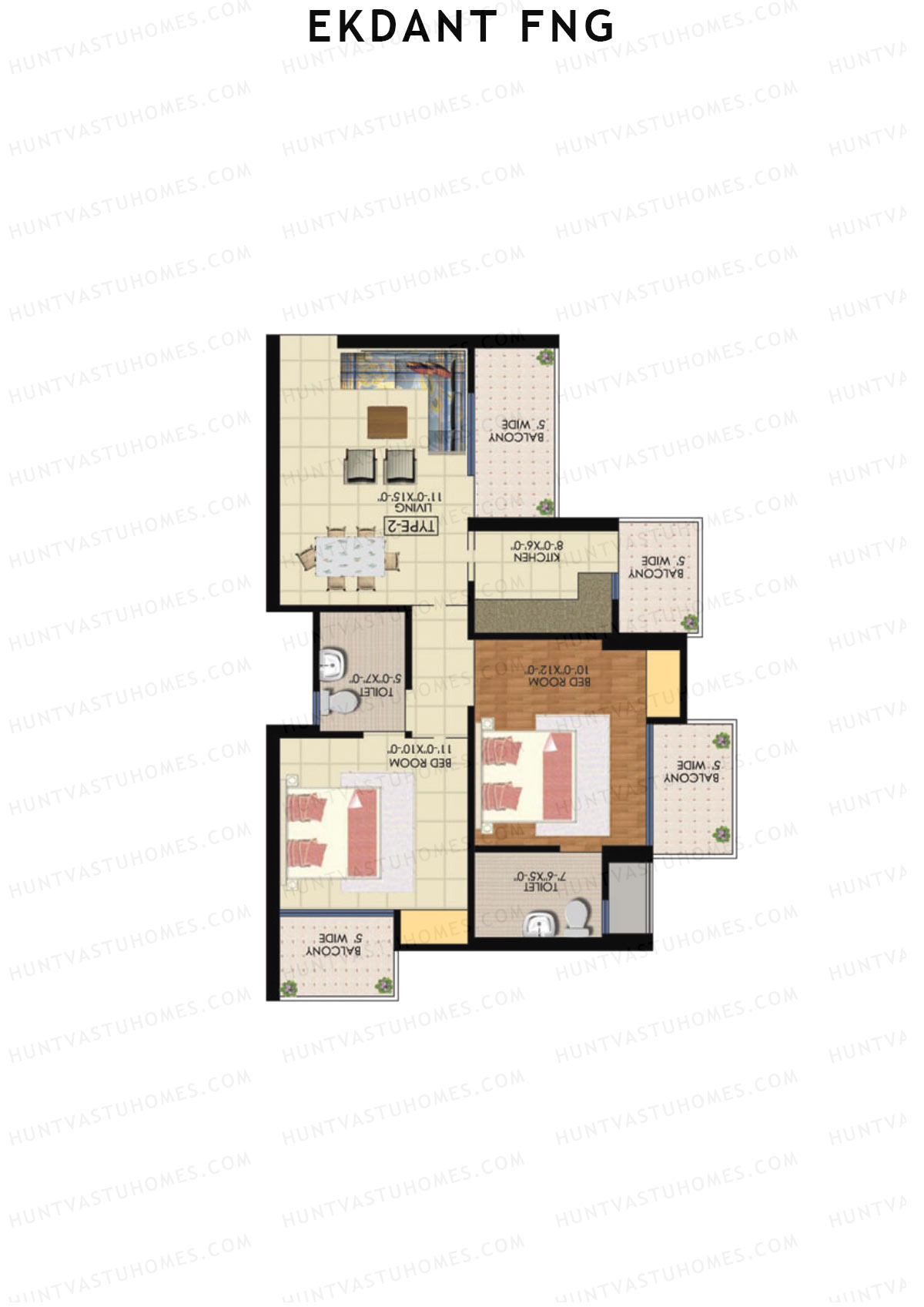 Ekdant FNG Tower B Unit 1 (Type 2) Floor Plan