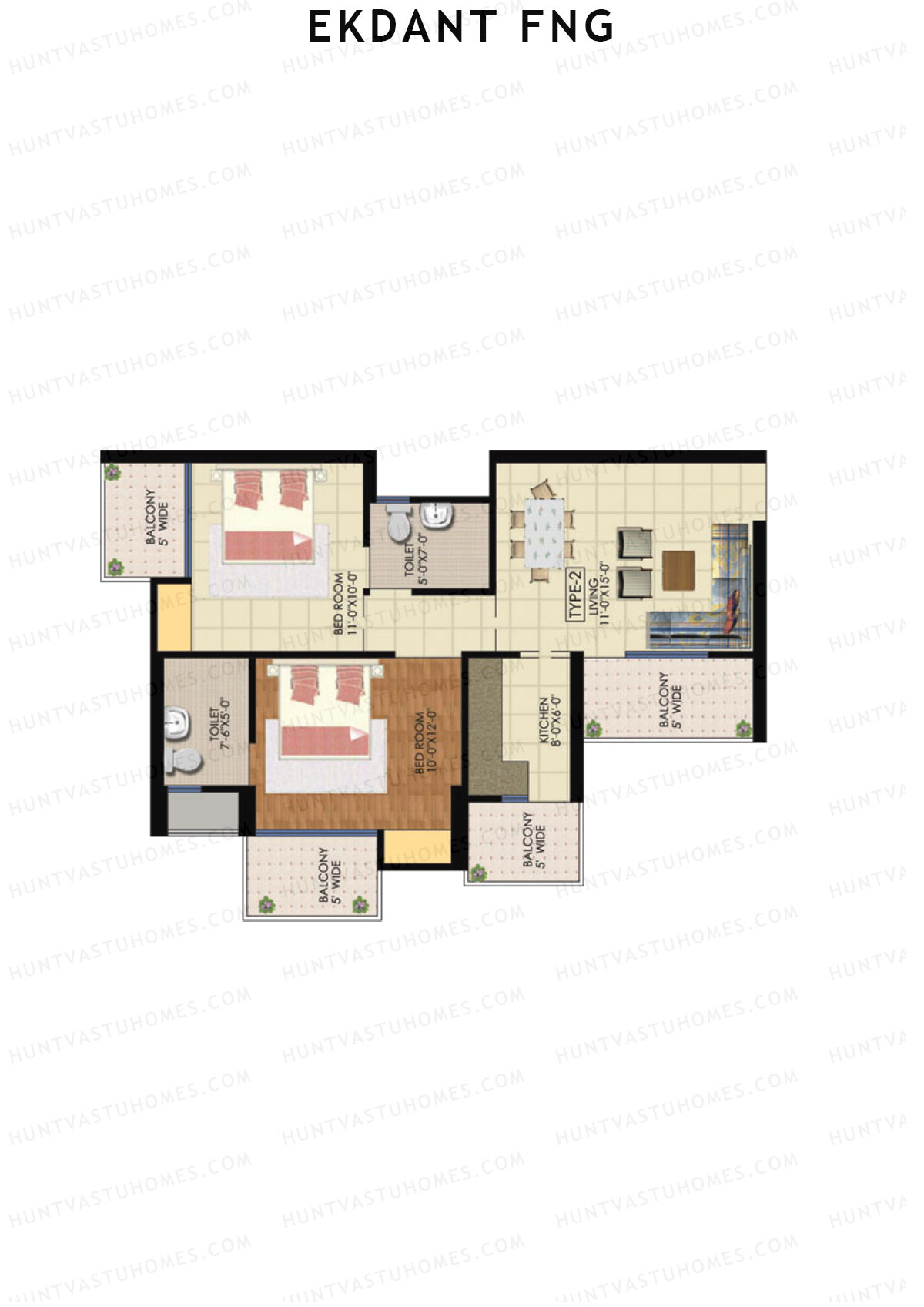 Ekdant FNG Tower B Unit 3 (Type 2) Floor Plan