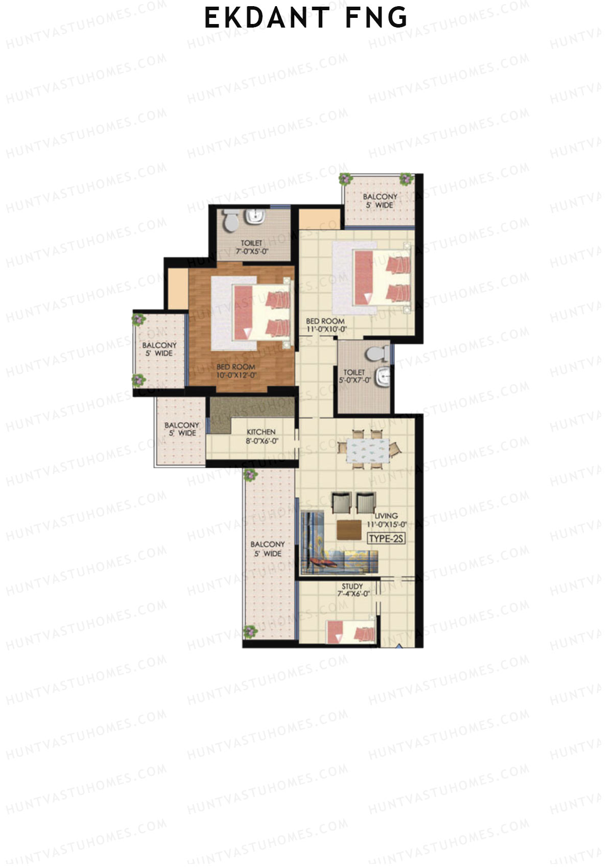 Ekdant FNG Tower B Unit 5 (Type 2S) Floor Plan