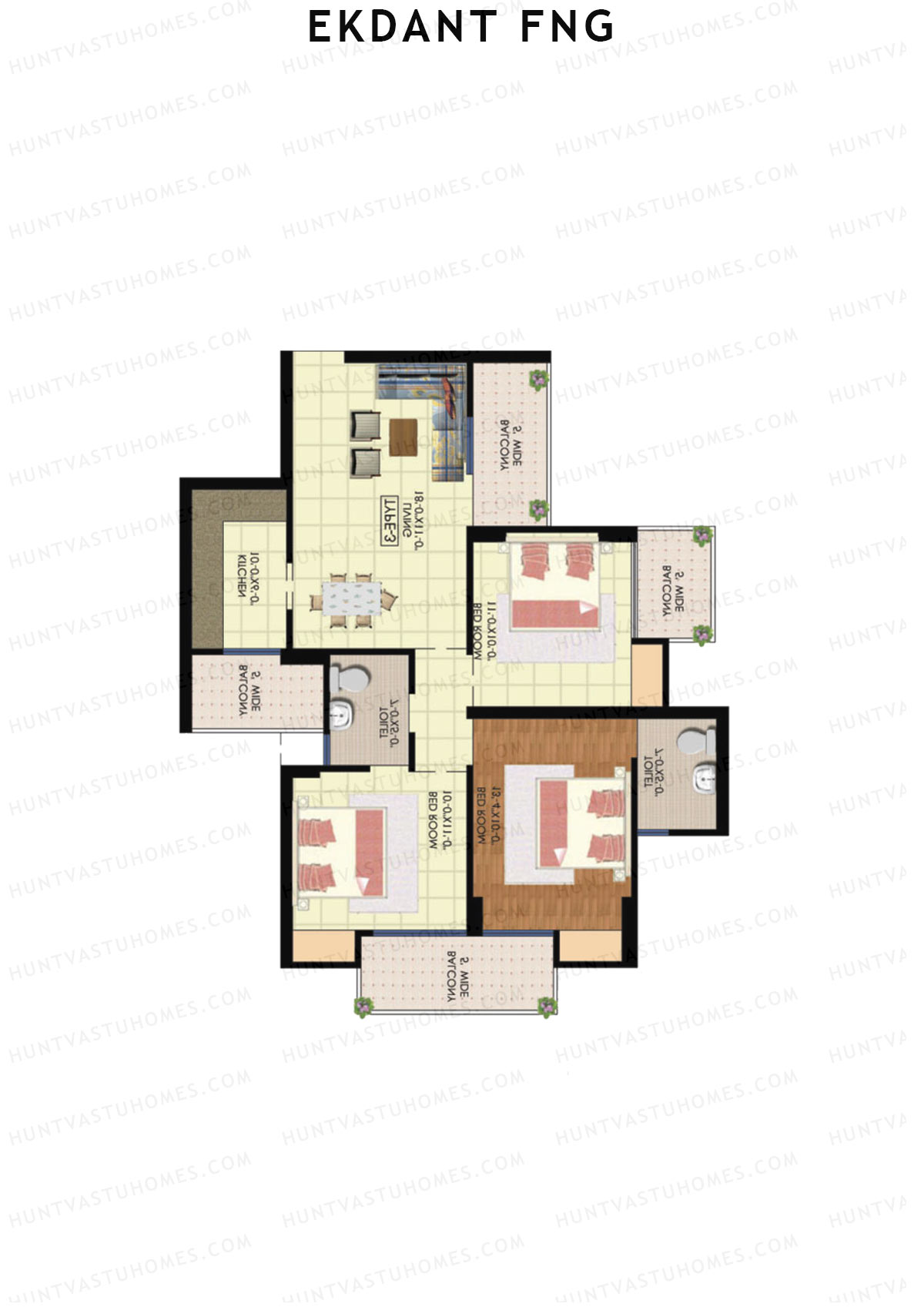 Ekdant FNG Tower C Unit 1 (Type 3) Floor Plan