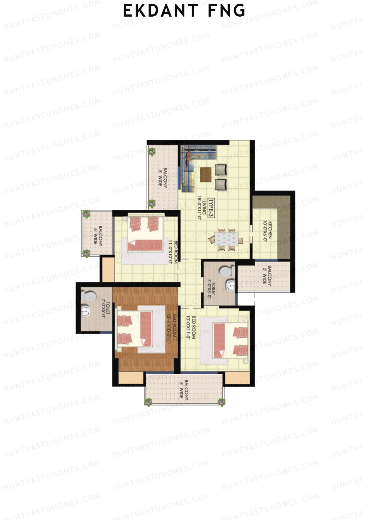 Ekdant FNG Tower C Unit 2 (Type 3) Floor Plan