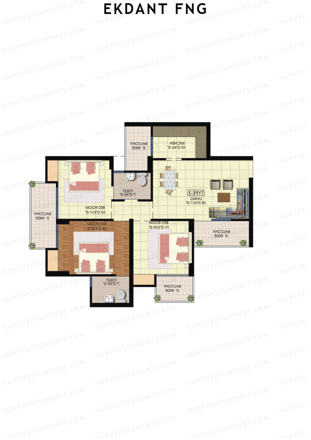 Ekdant FNG Tower C Unit 3 (Type 3) Floor Plan
