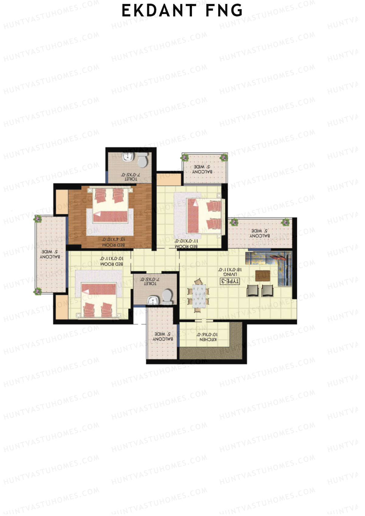 Ekdant FNG Tower C Unit 4 (Type 3) Floor Plan