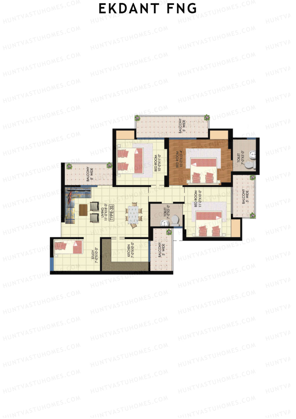 Ekdant FNG Tower C Unit 5 (Type 3S) Floor Plan