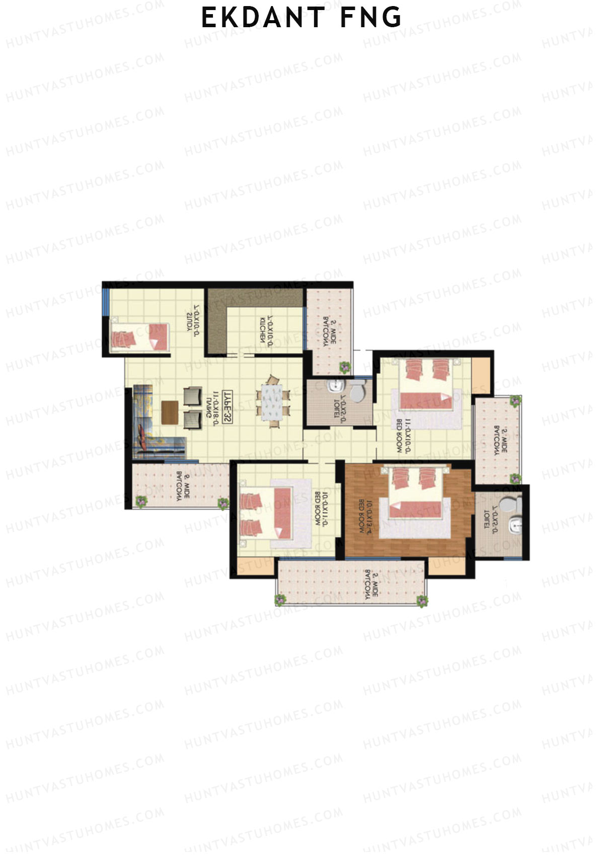 Ekdant FNG Tower C Unit 6 (Type 3S) Floor Plan
