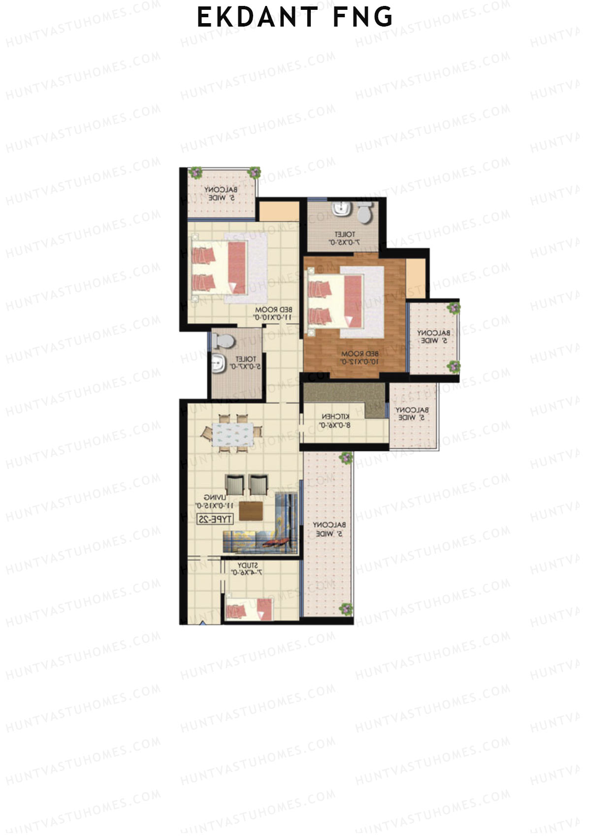 Ekdant FNG Tower D Unit 1 (Type 2S) Floor Plan