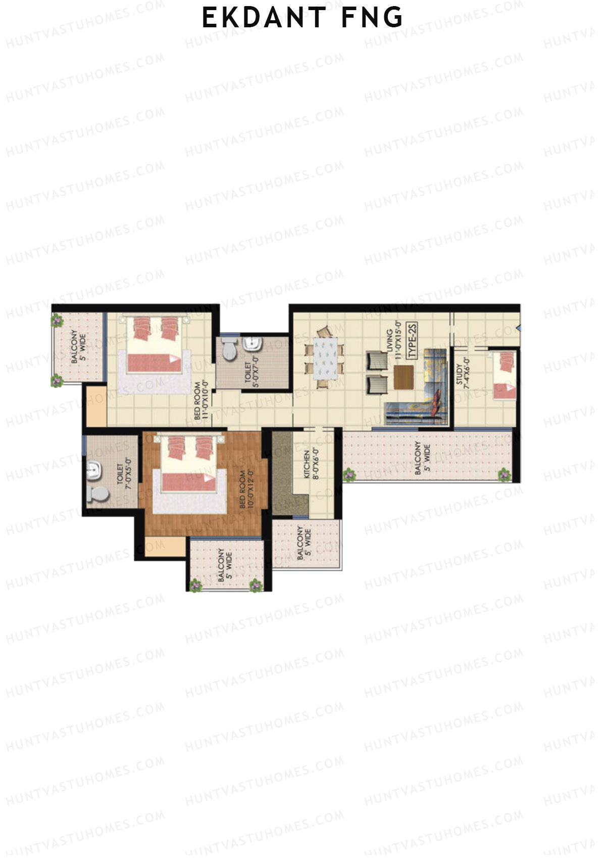 Ekdant FNG Tower D Unit 2 (Type 2S) Floor Plan