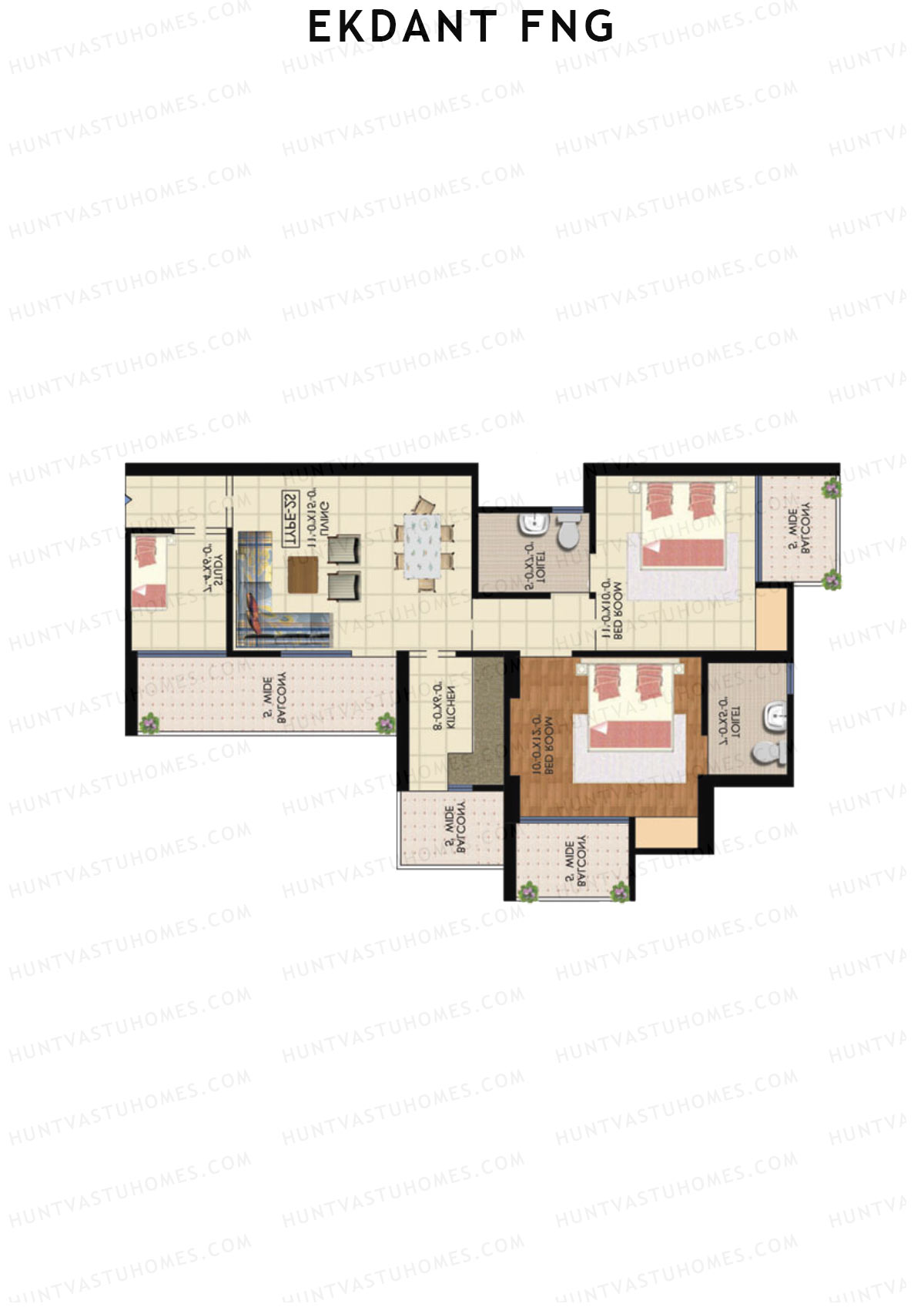 Ekdant FNG Tower D Unit 3 (Type 2S) Floor Plan