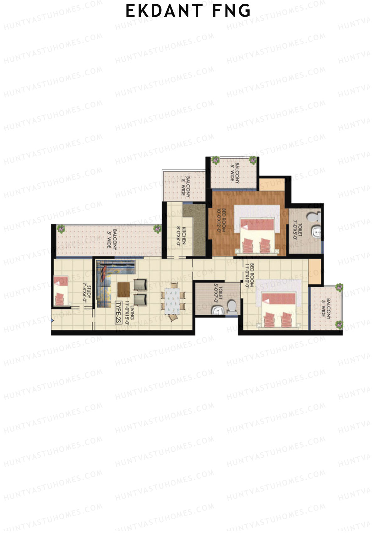 Ekdant FNG Tower D Unit 4 (Type 2S) Floor Plan