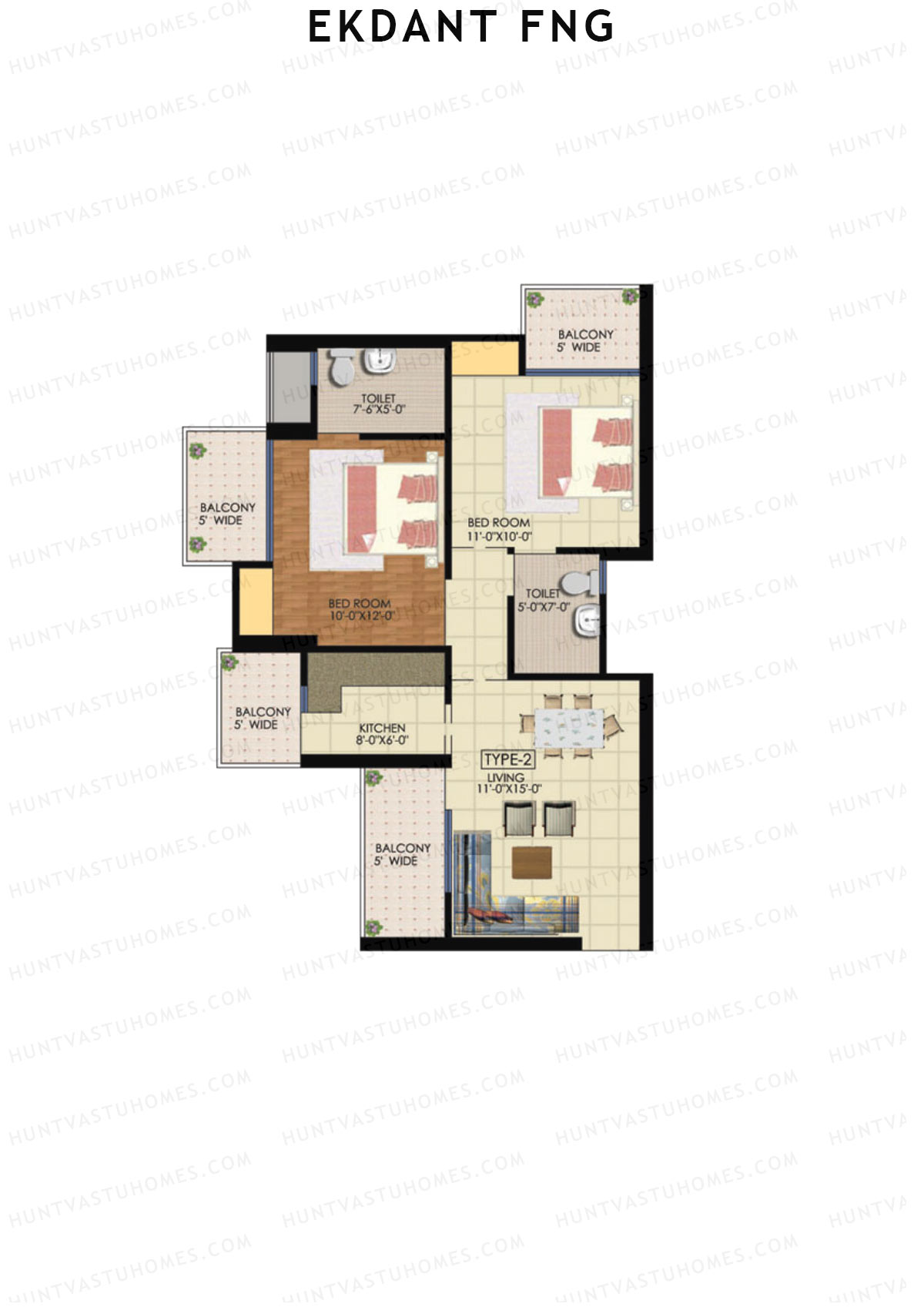 Ekdant FNG Tower D Unit 6 (Type 2) Floor Plan