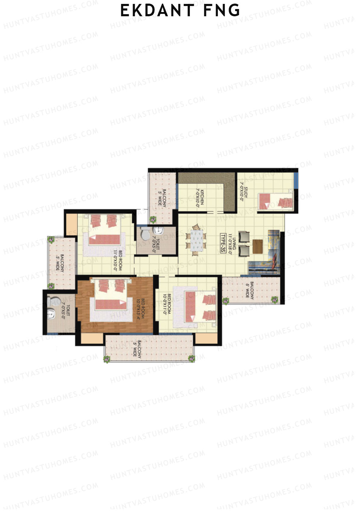 Ekdant FNG Tower E Unit 6 (Type 3S) Floor Plan