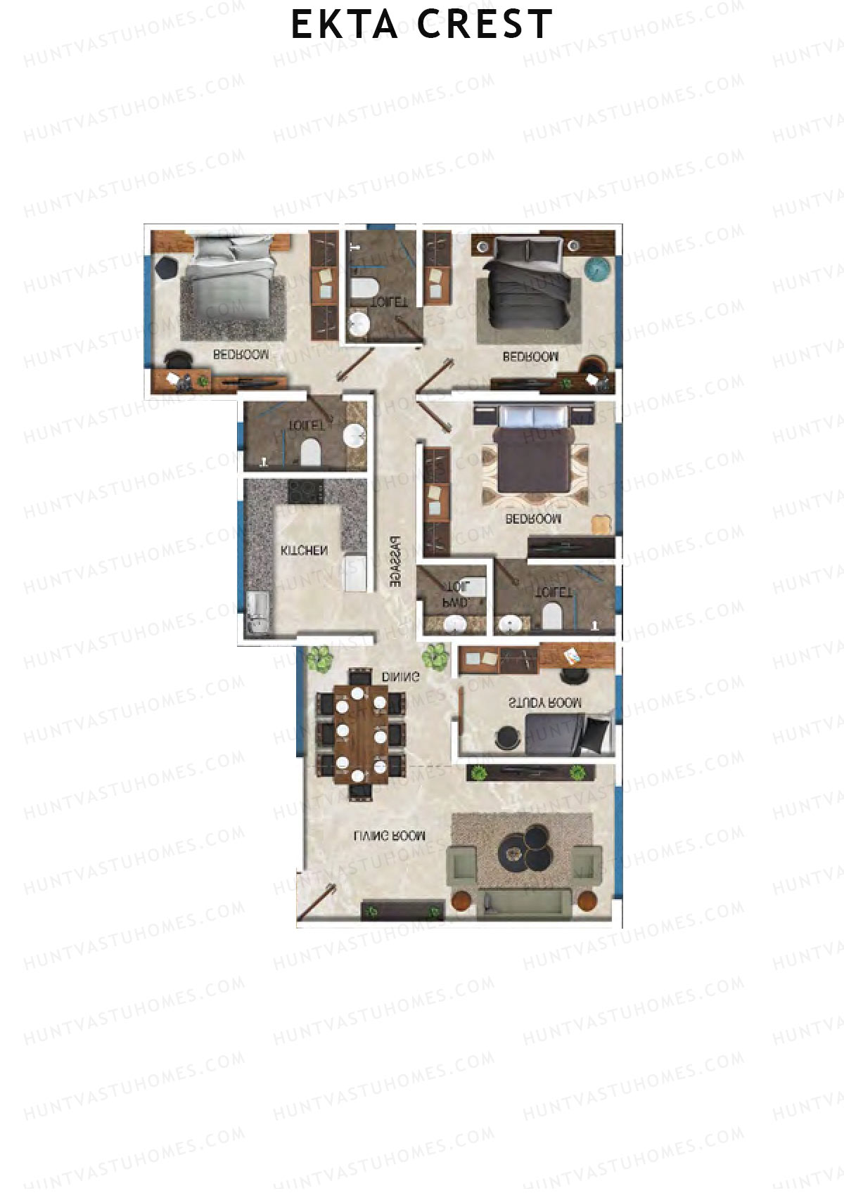Ekta Crest Tower A Unit 1 Floor Plan