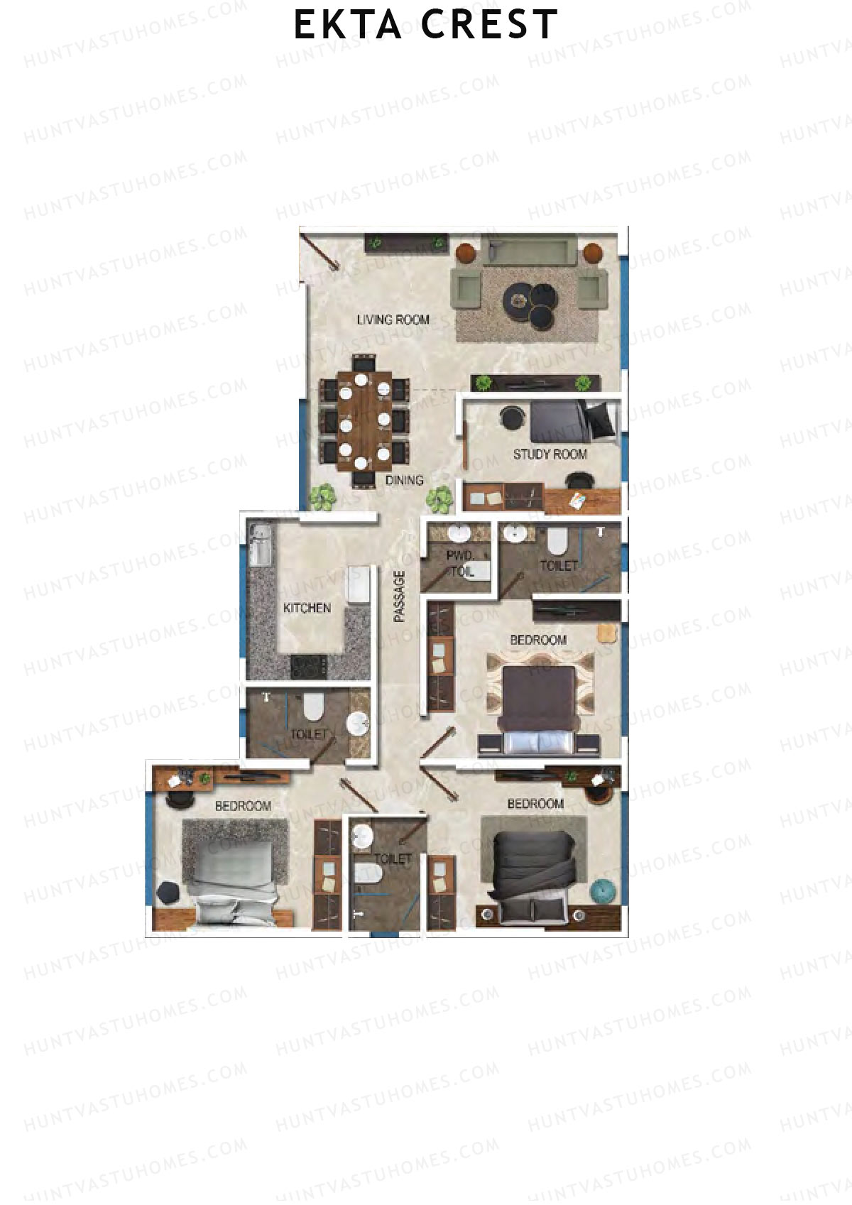 Ekta Crest Tower A Unit 2 Floor Plan