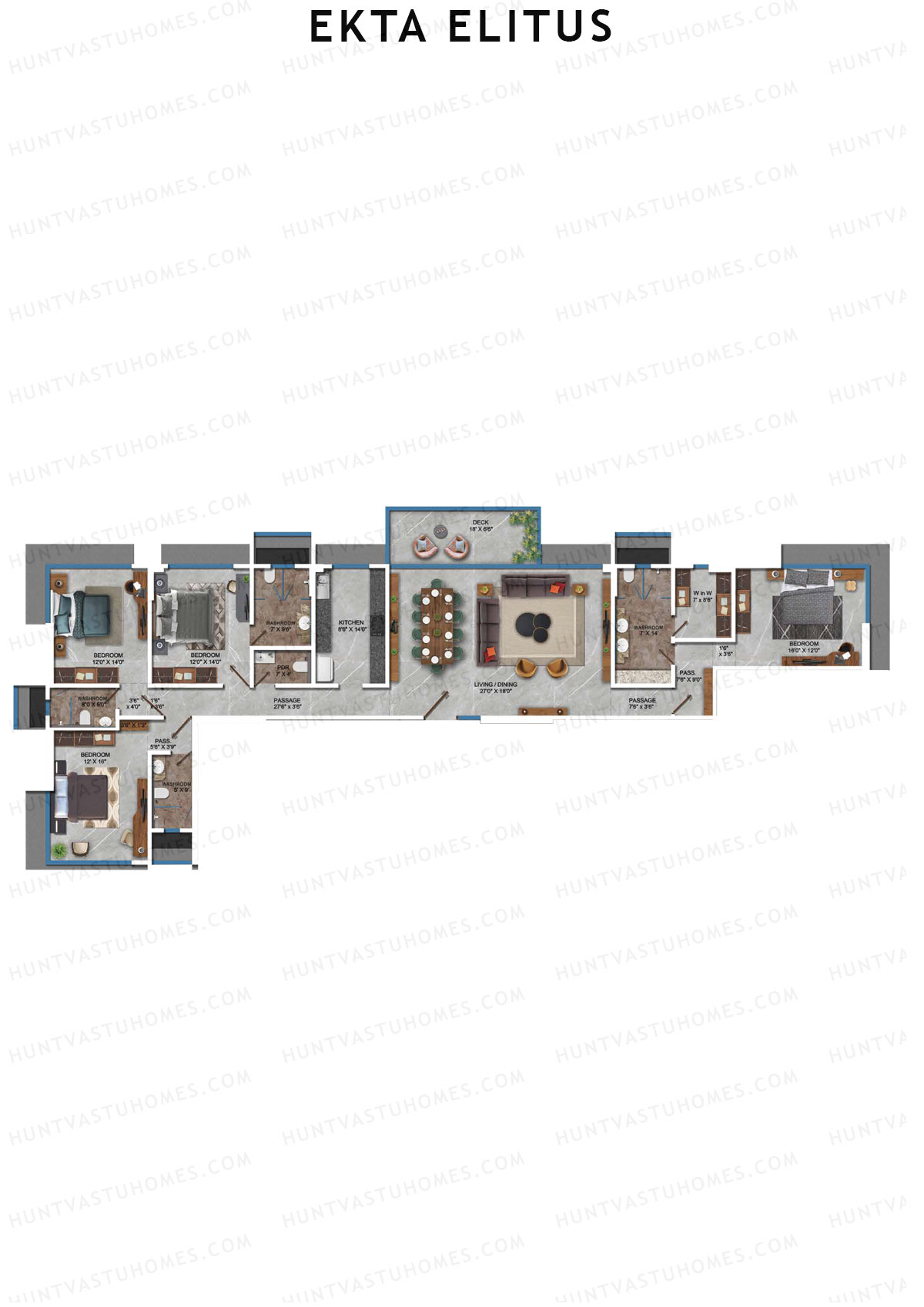 Ekta Elitus Tower 1 Unit 1 Floor Plan